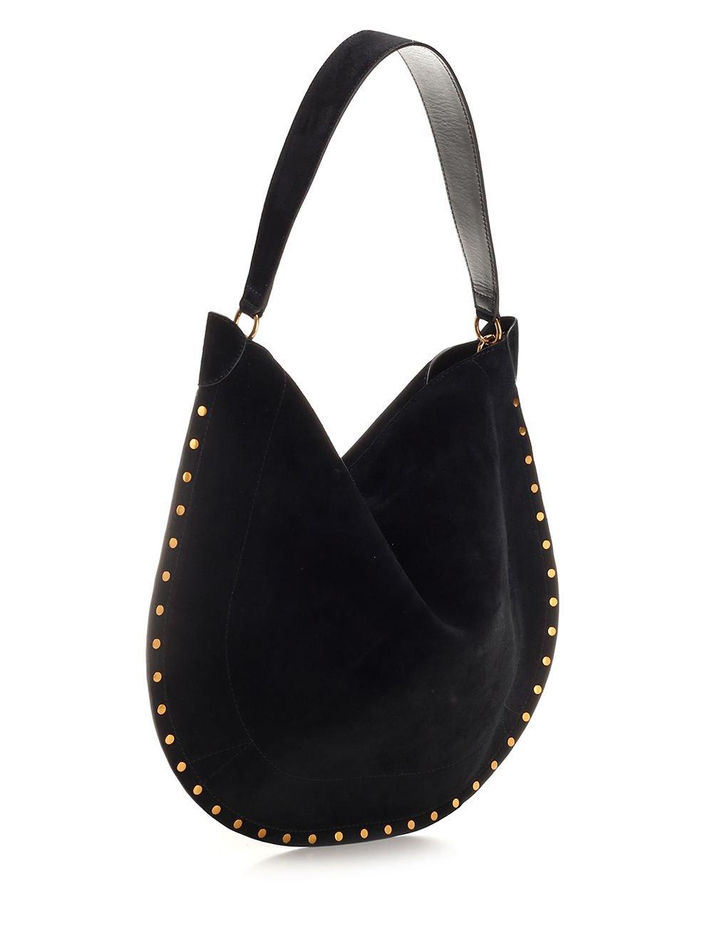 Isabel Marant Oskan Soft Medium Suede Shoulder Bag In Black