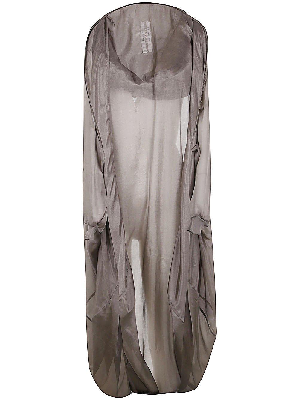 Shop Rick Owens Hooded Bubble Sheer Cape In Grey
