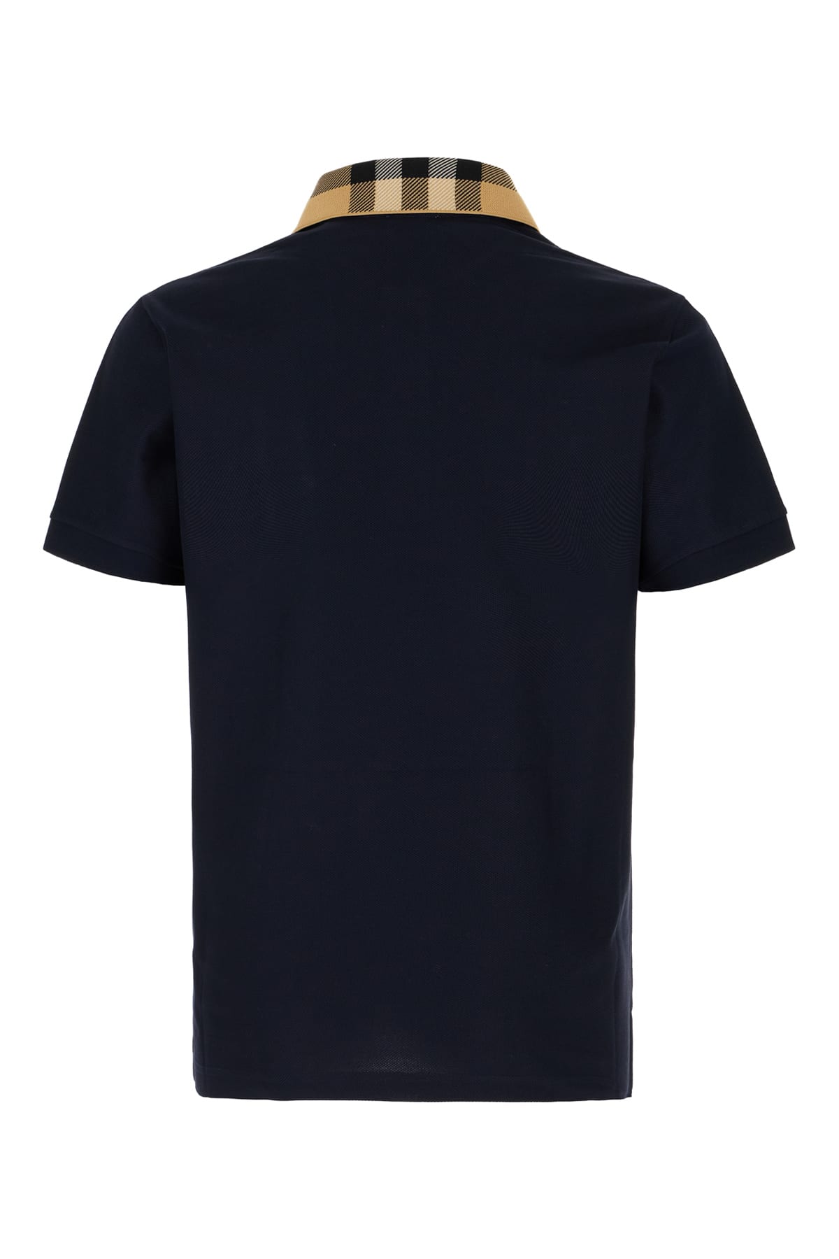 Burberry Cody Polo Shirt With Check Collar In Blue