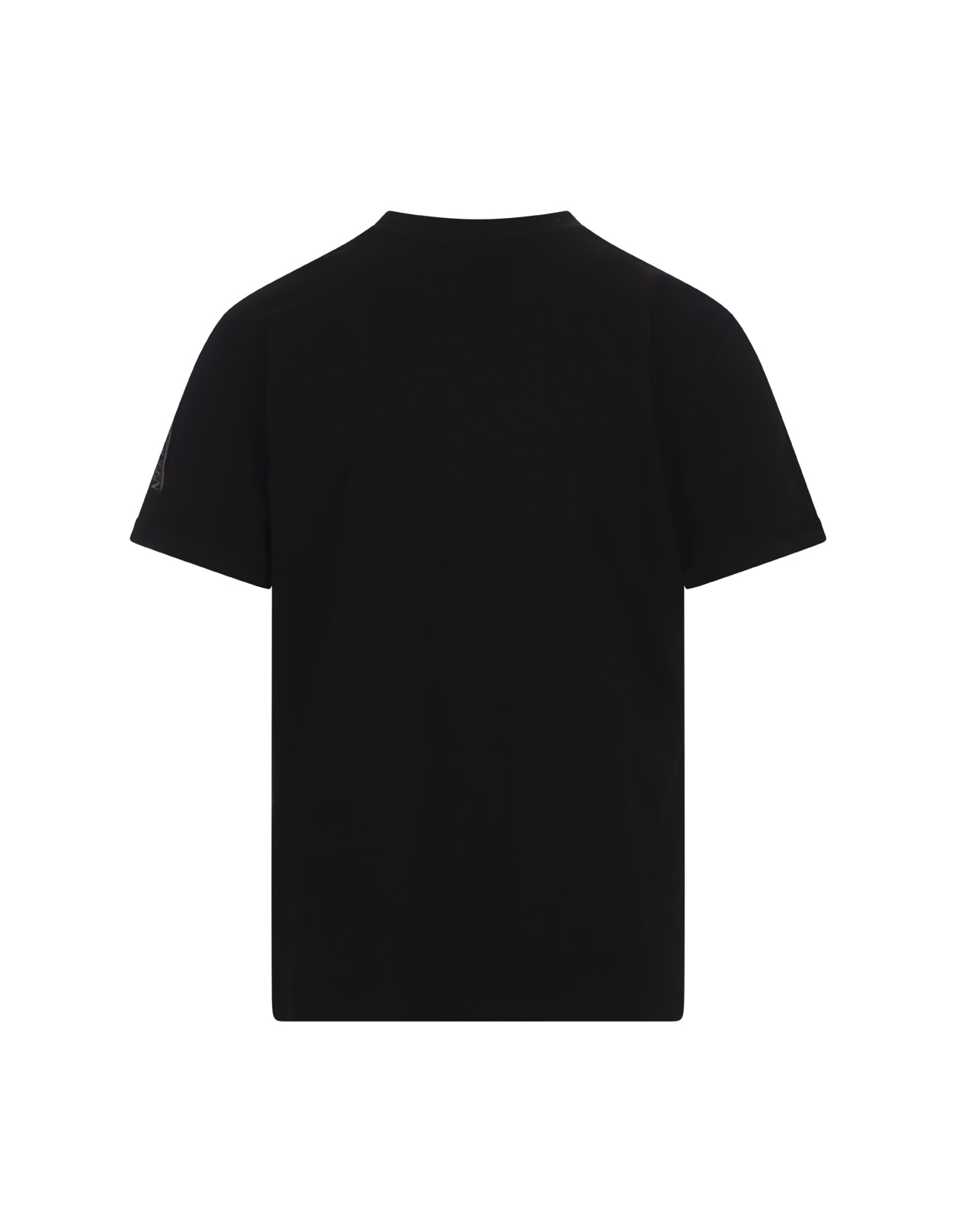 Shop Alexander Mcqueen Black T-shirt With Logo Tape On Sleeves