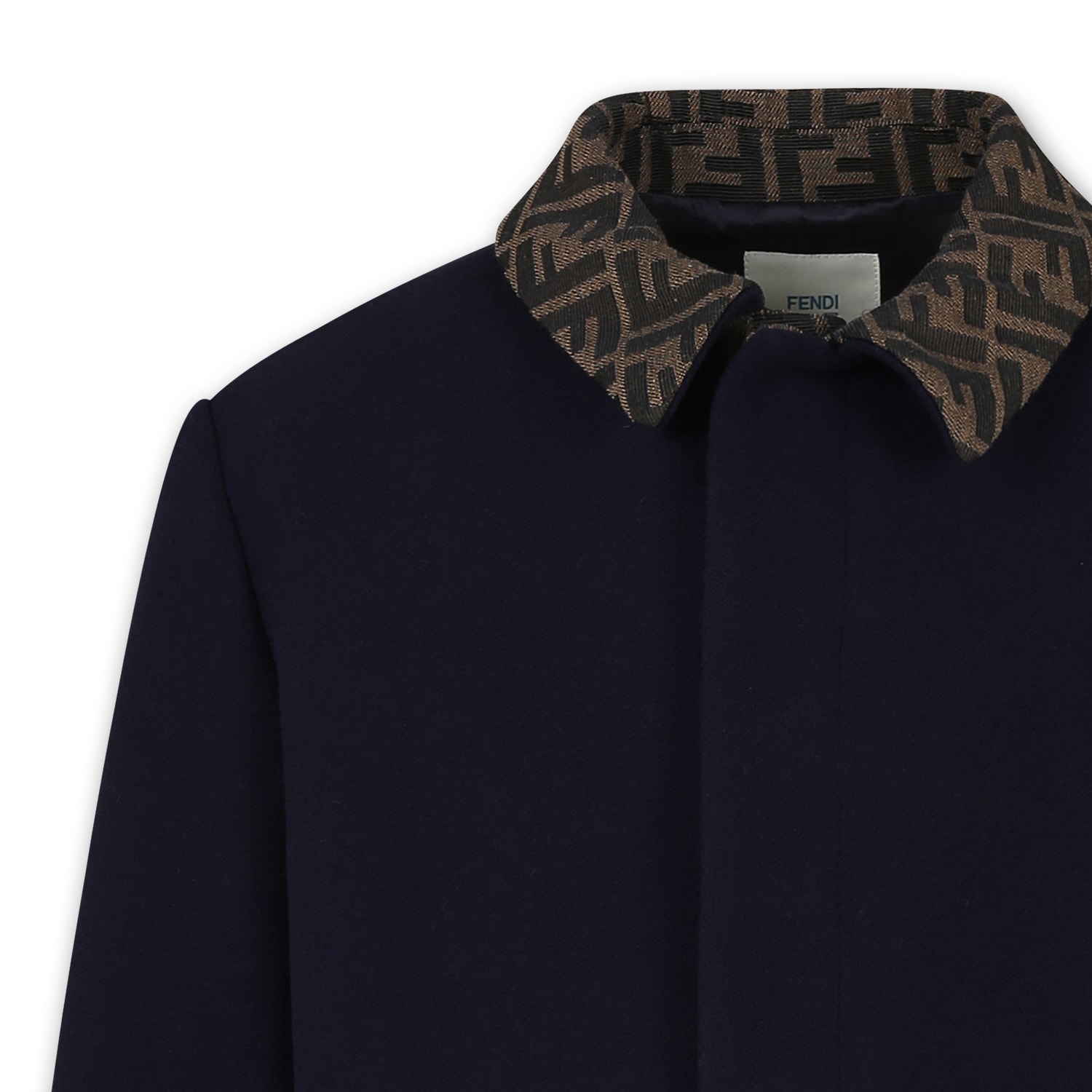 Fendi Blue Coat For Kids With Ff In Blue