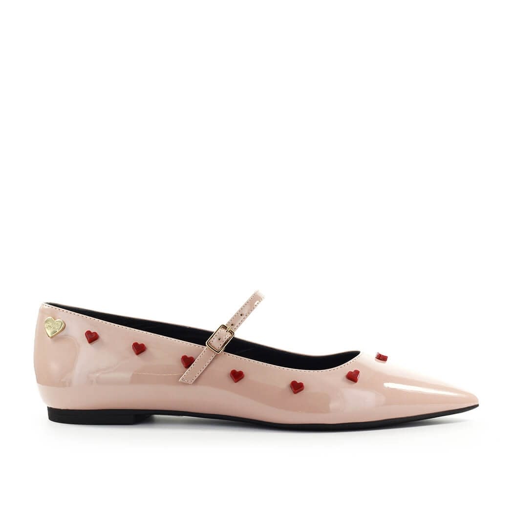 Buy Love Moschino Nude Pink Ballet Flat online, shop Love Moschino shoes with free shipping