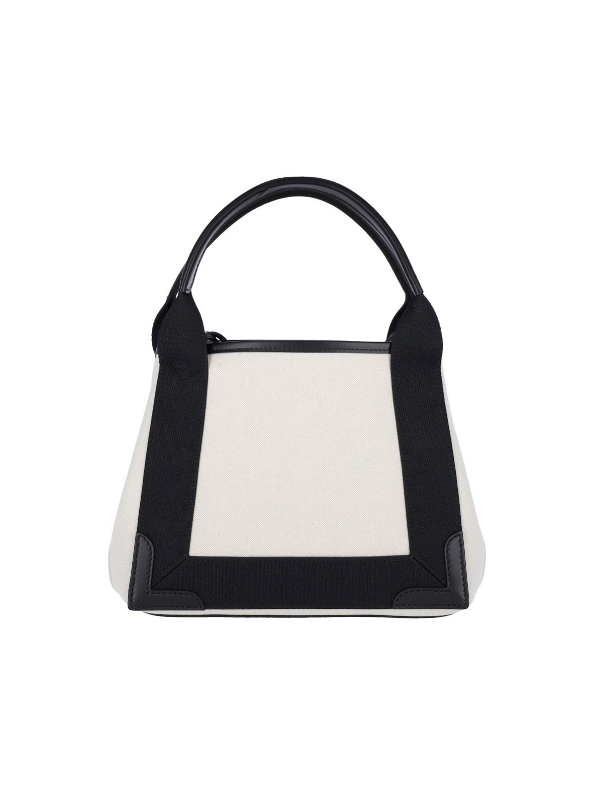 Shop Balenciaga Navy Cabas Xs Tote Bag In Beige