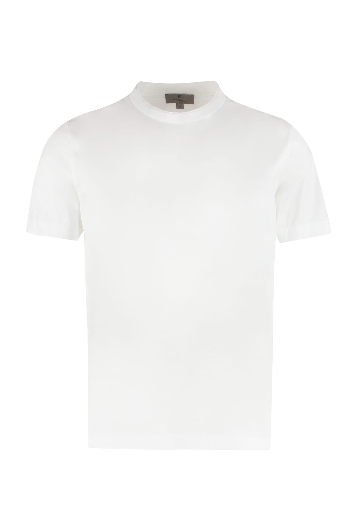 Shop Canali Cotton Crew-neck T-shirt In White