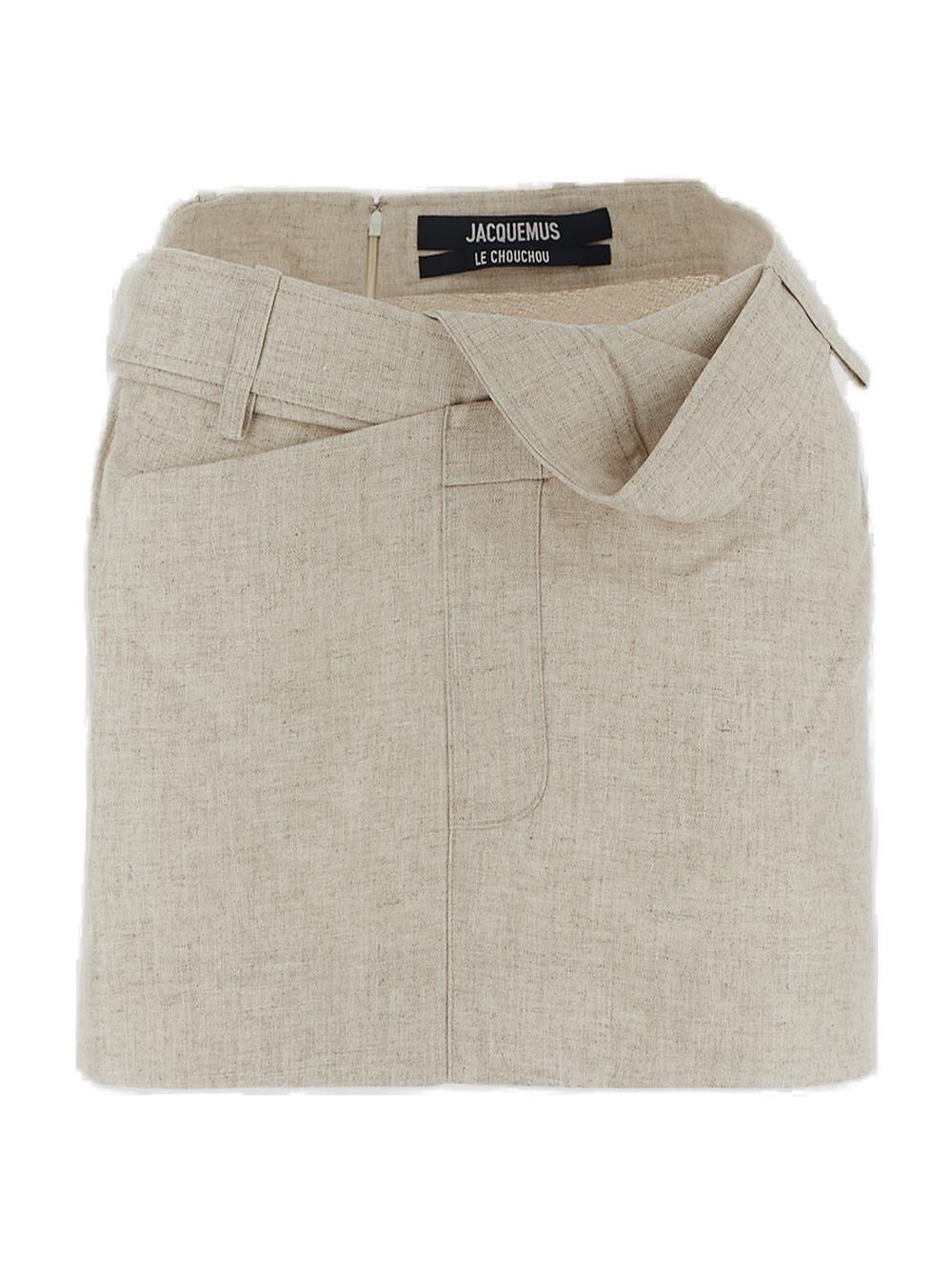 Shop Jacquemus Twisted Mini Skirt In Beige