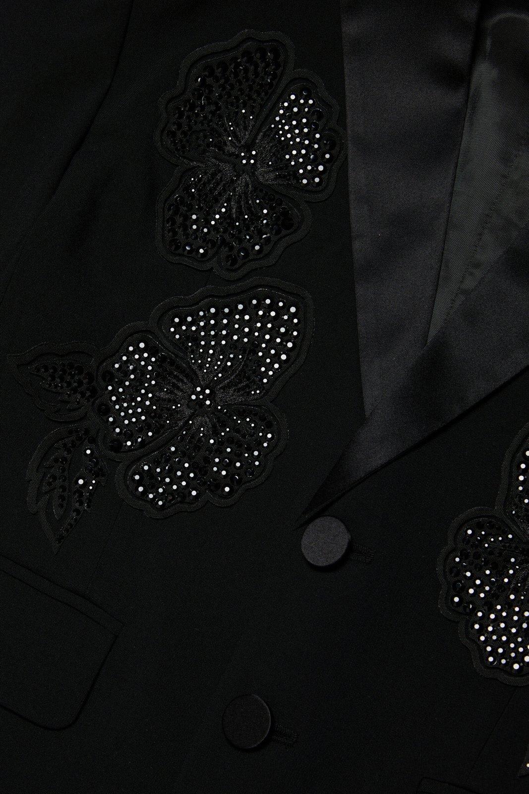 Shop Dsquared2 Floral-embroidered Embellished Blazer In Black
