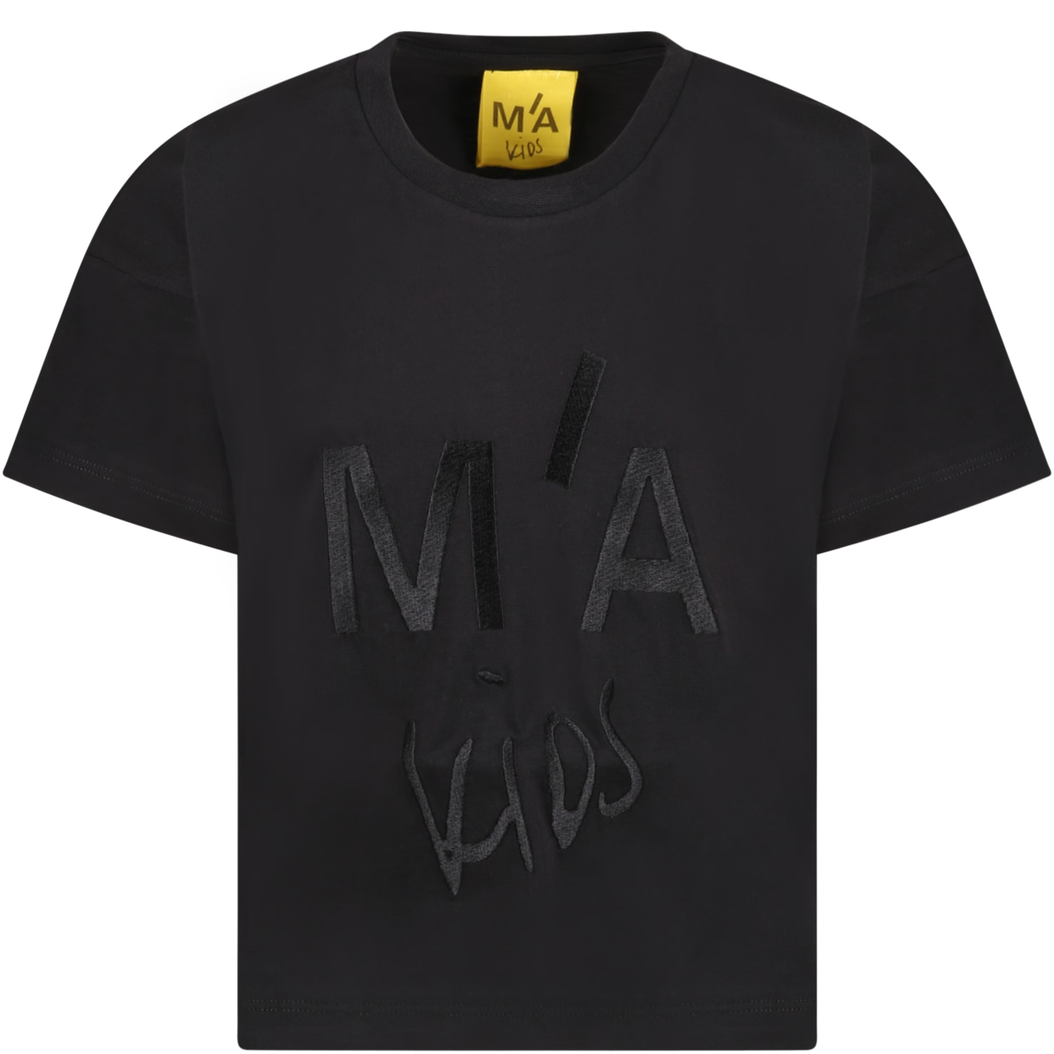Marques'Almeida Black T-shirt For Girl With Black Logo
