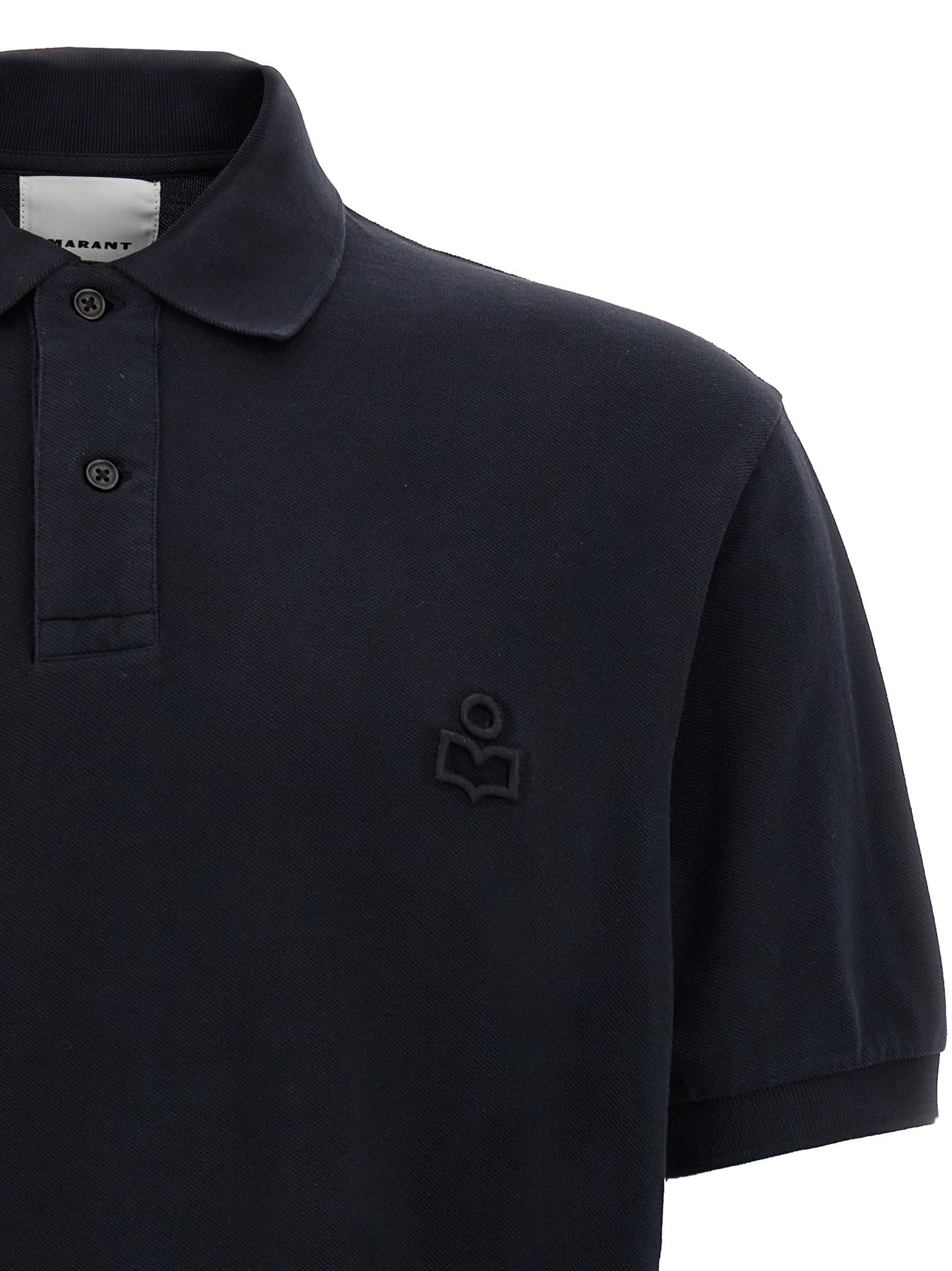 Isabel Marant Afko Logo Embroidered Polo Shirt In Blue