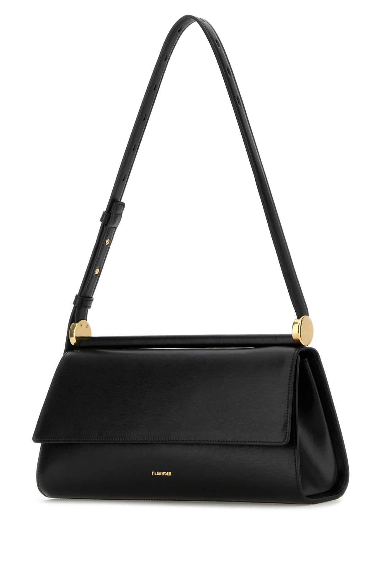 Shop Jil Sander Black Leather Ghost Shoulder Bag In 001