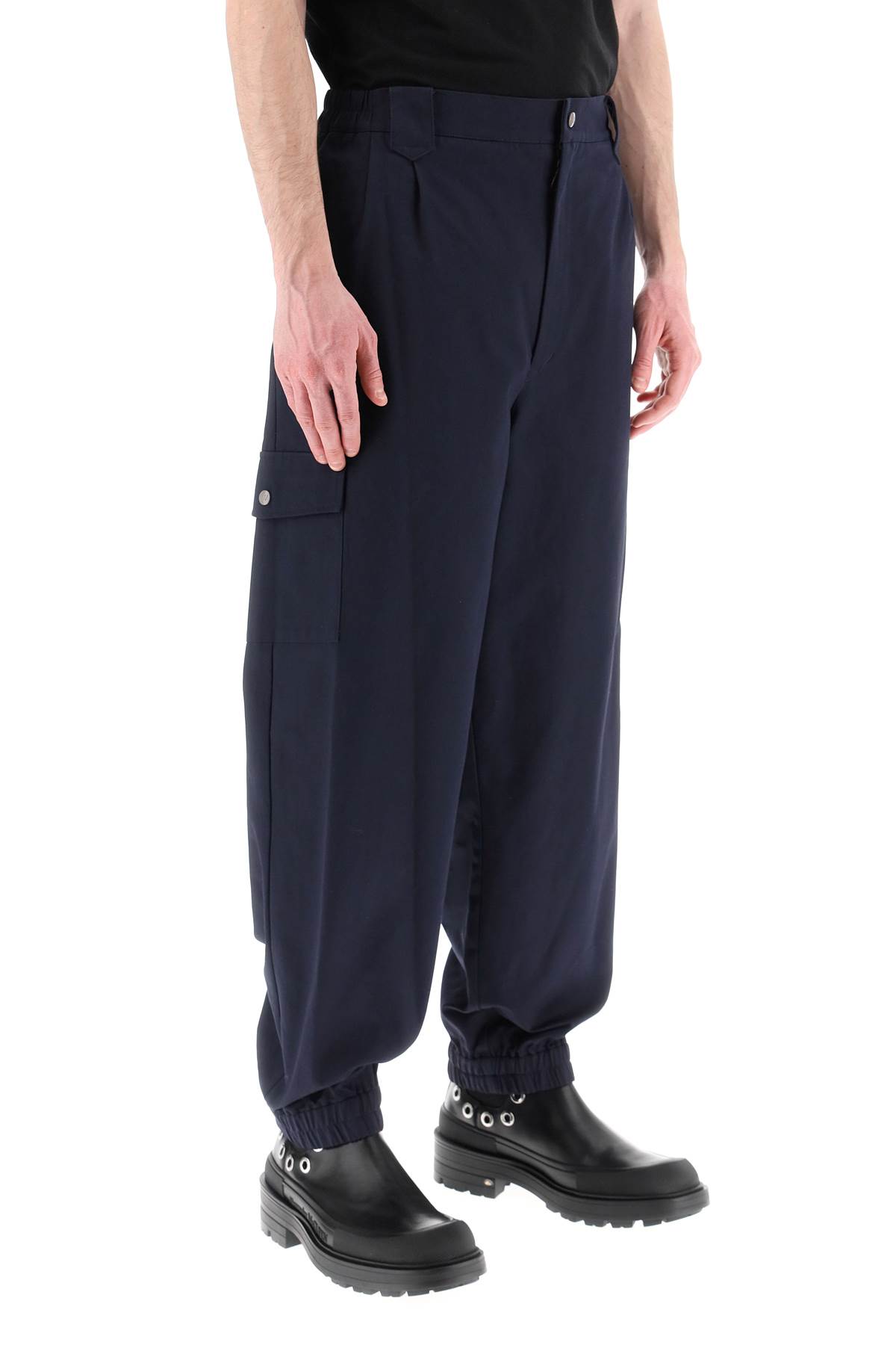 Shop Vivienne Westwood Cotton Combat Pants In Navy (blue)