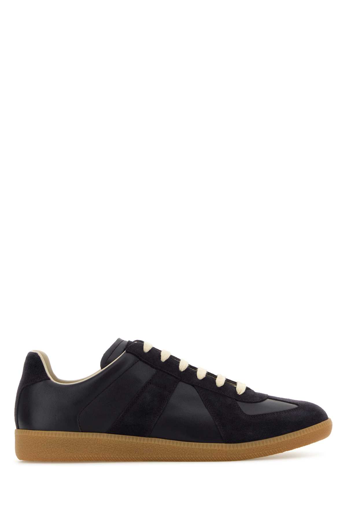 Shop Maison Margiela Aubergine Leather Replica Sneakers