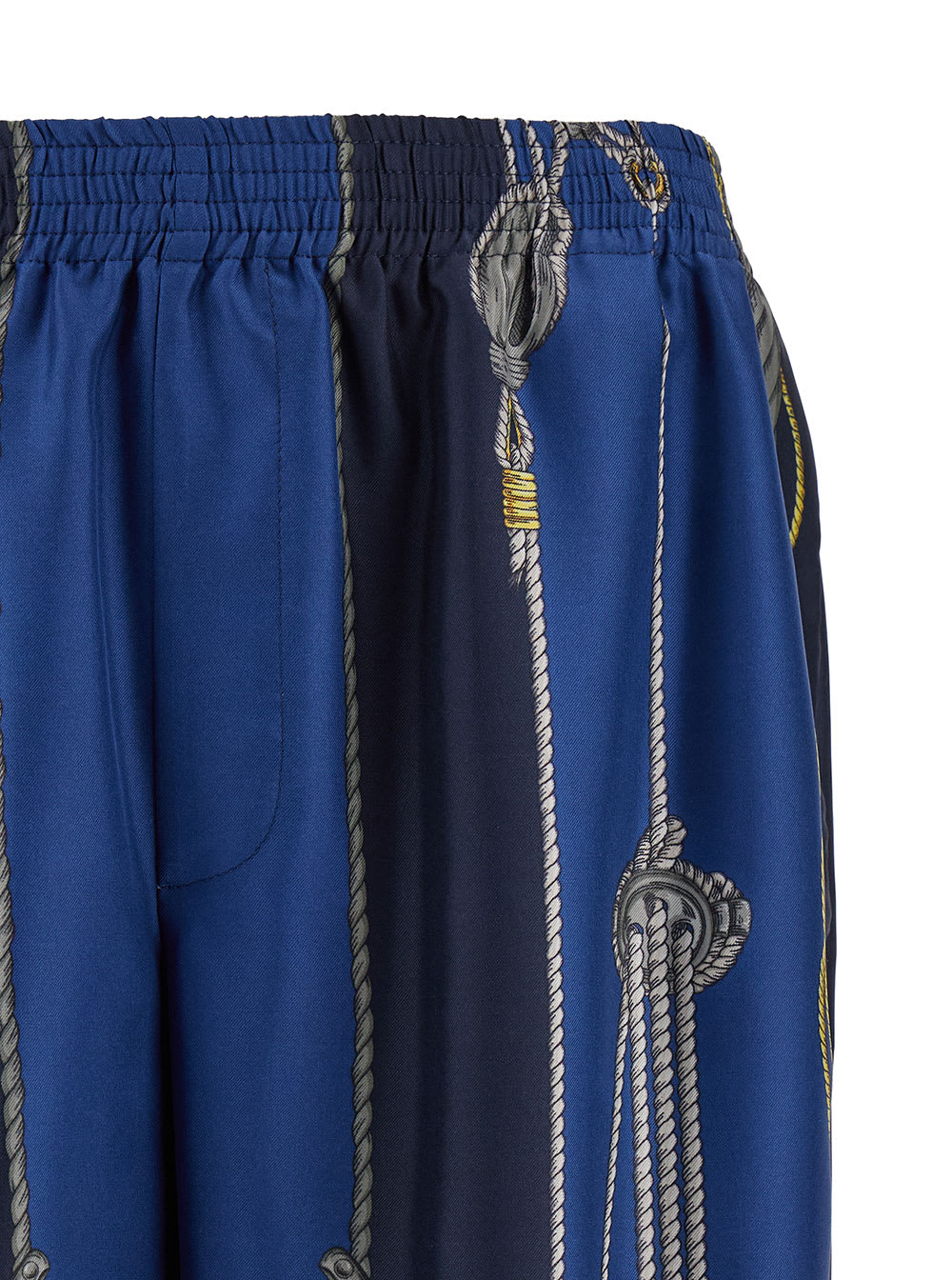 Shop Versace Nautical Blue Shorts With Barocco Print In Silk Man