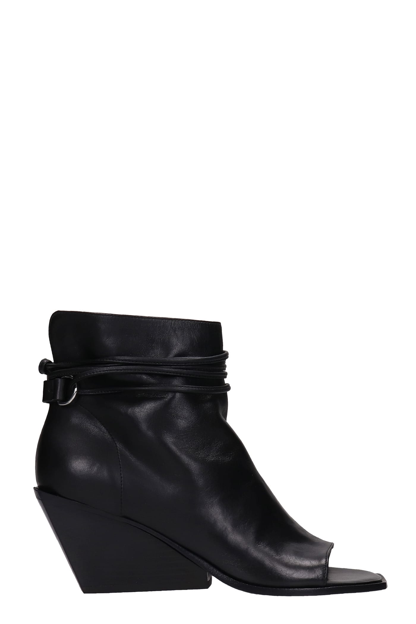 Elena Iachi High Heels Ankle Boots In Black Leather