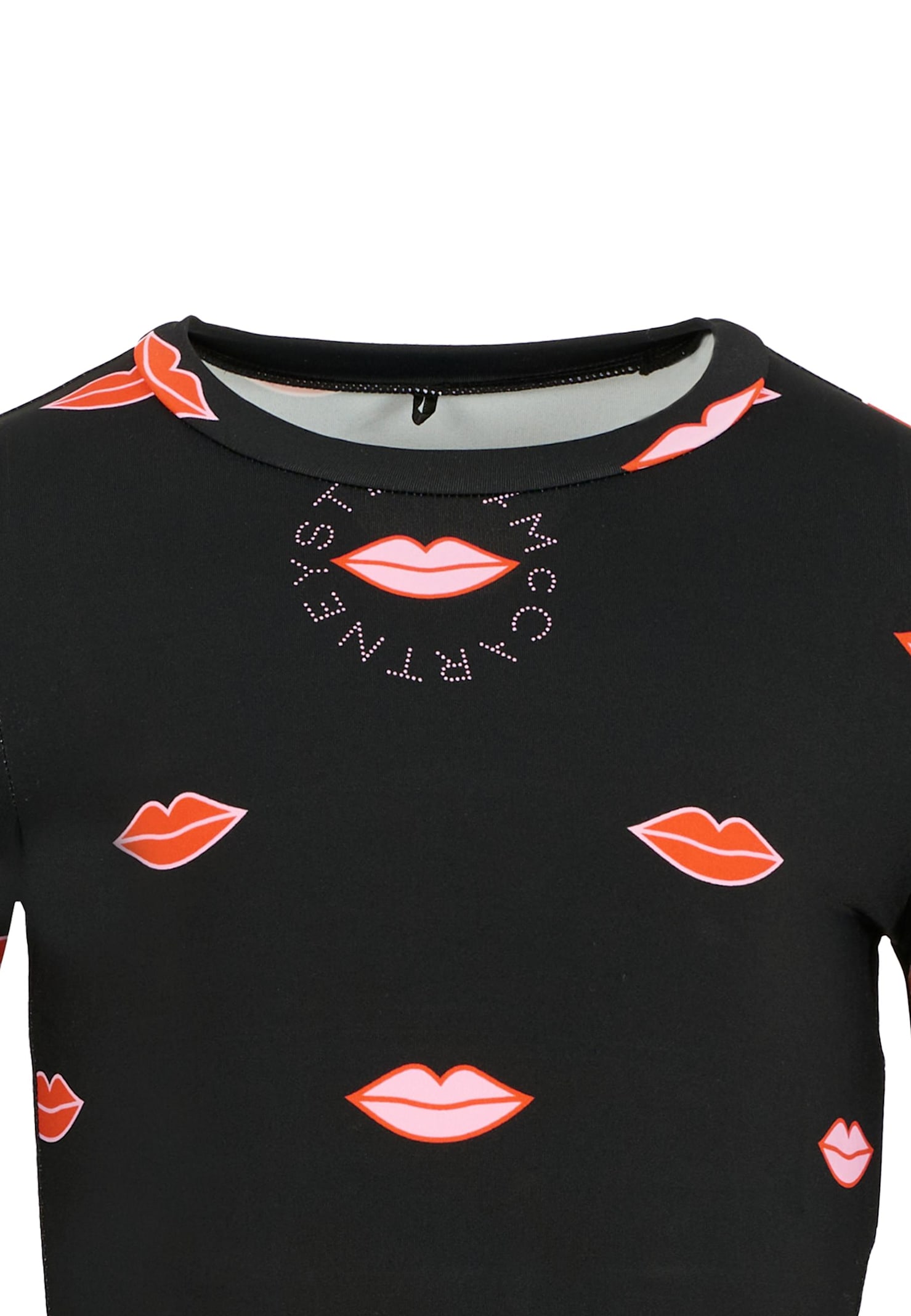 Stella Mccartney Black T-shirt For Girl With Mouth In Black