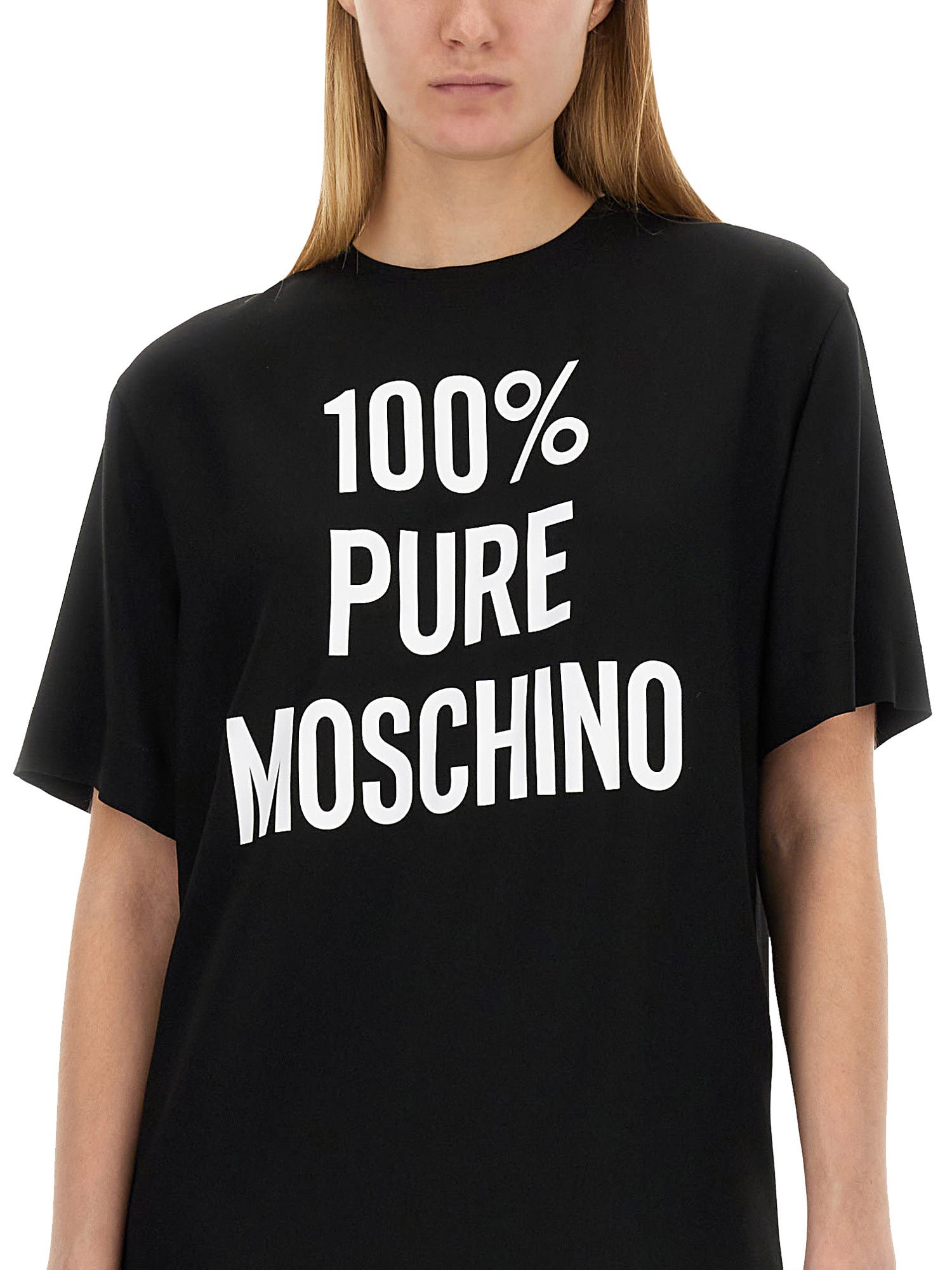 Shop Moschino Dress With Logo In Black