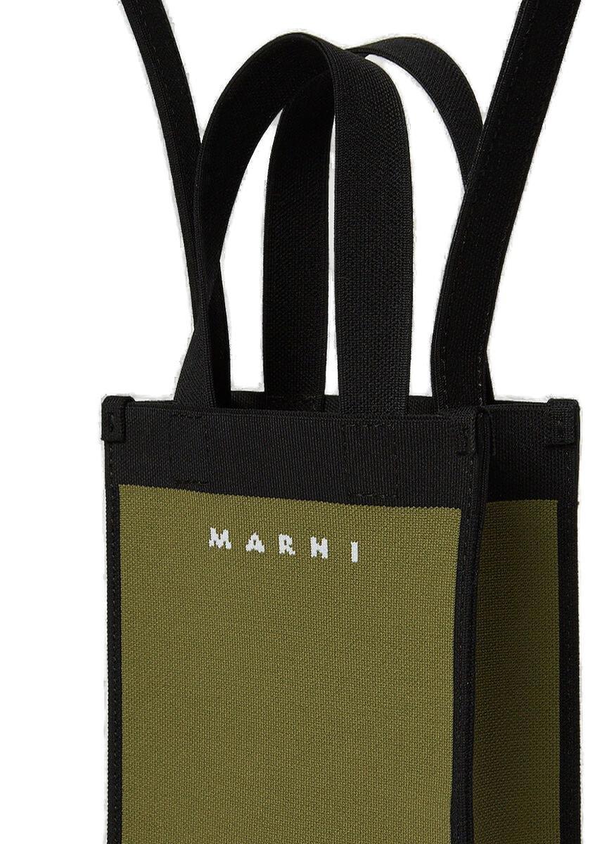 Shop Marni Colour-block Knitted Tote Bag In Green