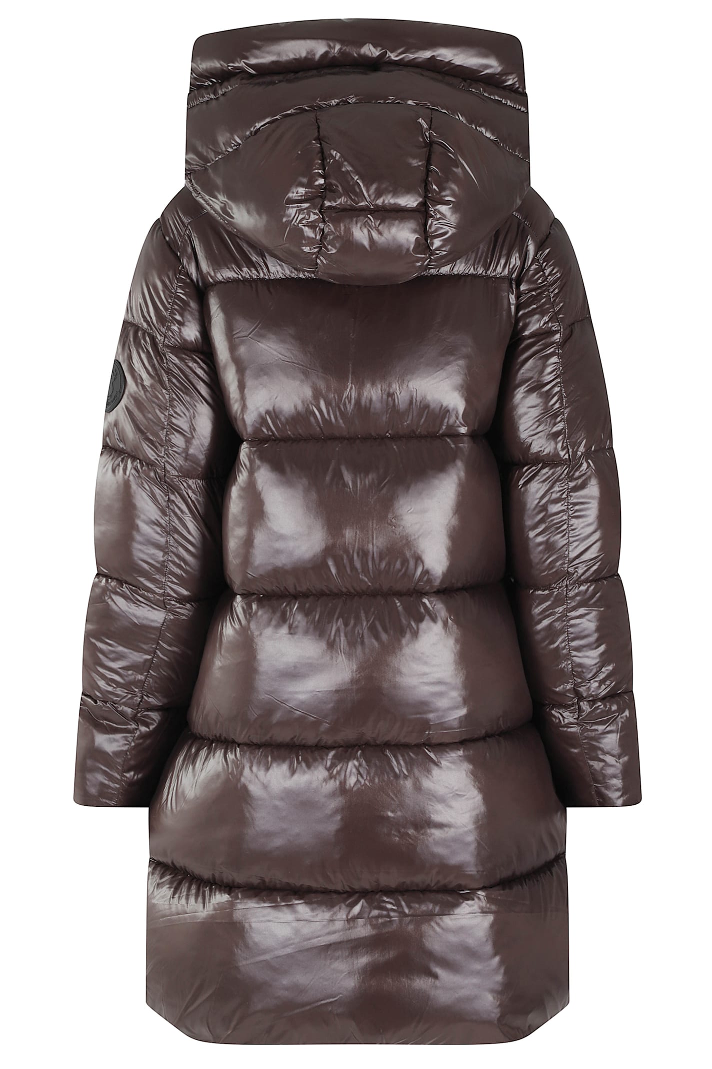 Save The Duck Glossy Long Puffer Jacket With Adjustable Collar And Plumtech Insulation In Multi