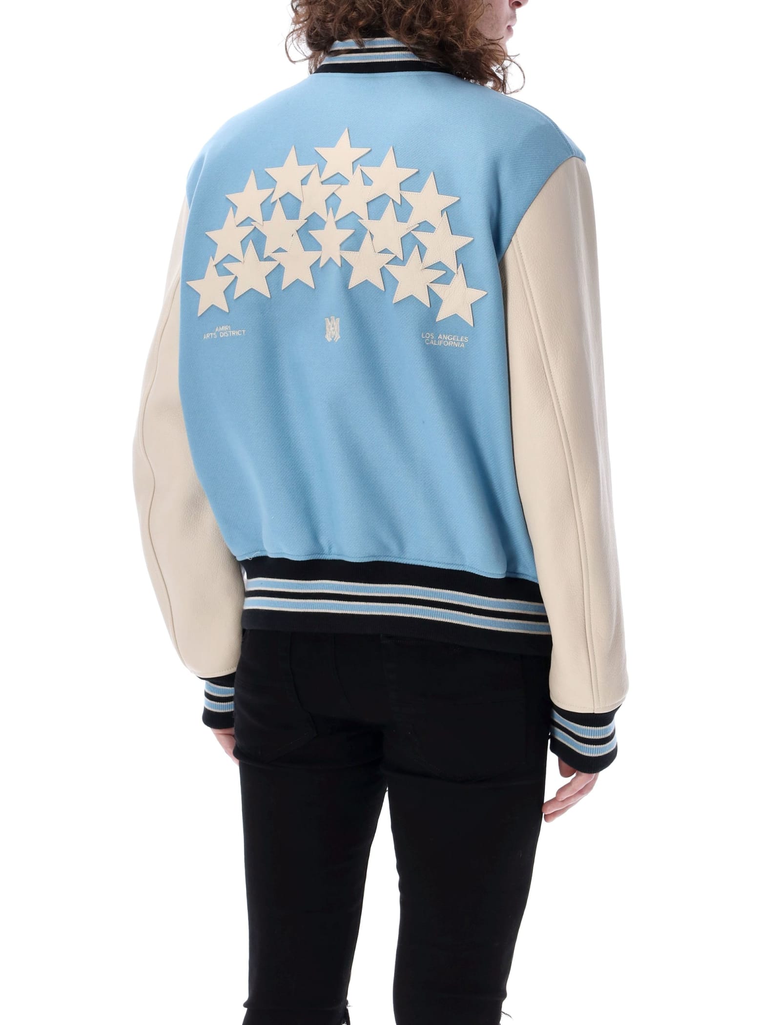 Shop Amiri Stars Varsity Jacket In Blue