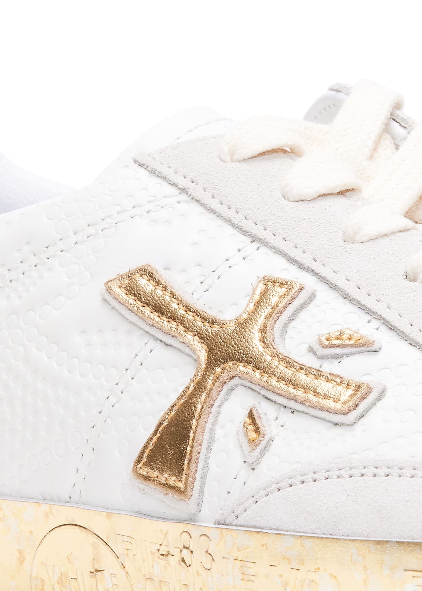 Shop Premiata Stevend Sneakers In Bianco/oro