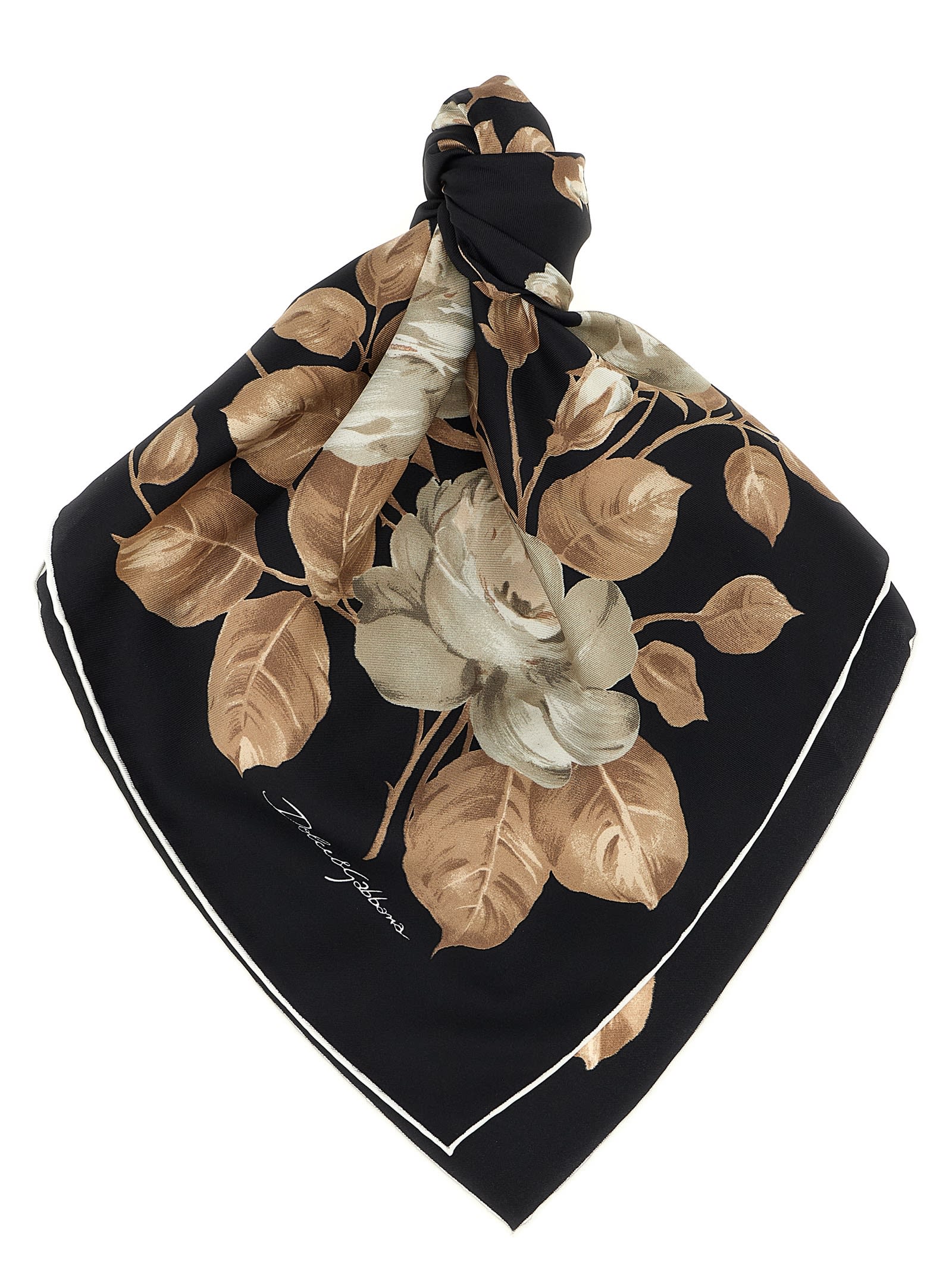 Dolce & Gabbana Silk Scarf Scarves And Foulards Multicolor In Black