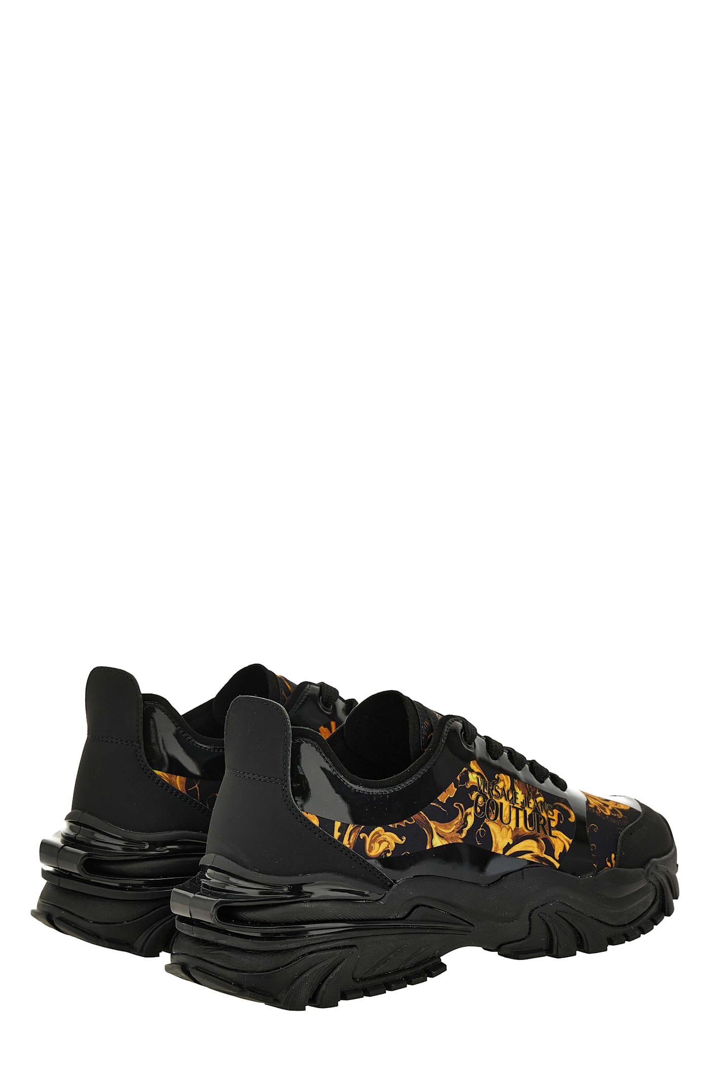 Versace Jeans Couture Watercolor Couture-print Sneakers In Black