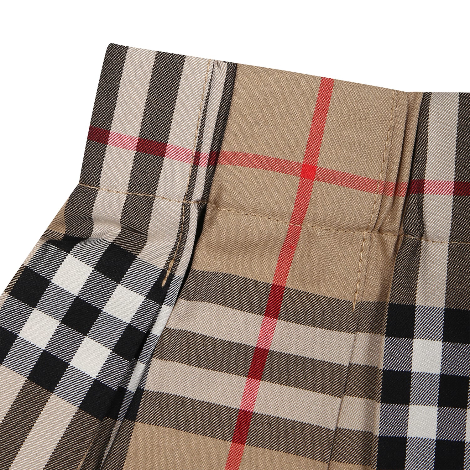 Shop Burberry Beige Skirt For Baby Girl With Iconic All-over Vintage Check