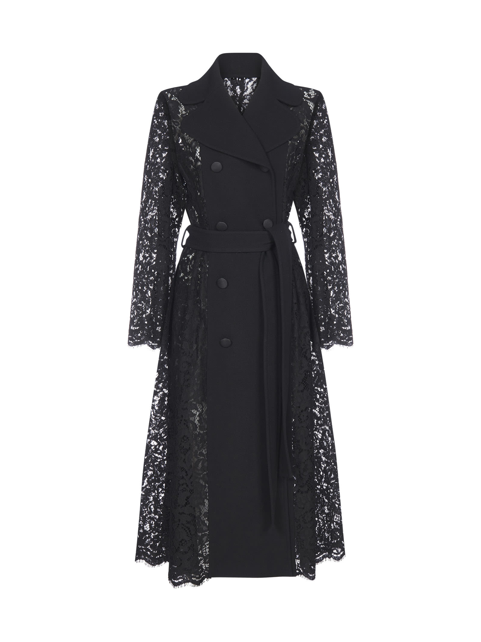Dolce & Gabbana Lace And Crepe Double-breasted Coat