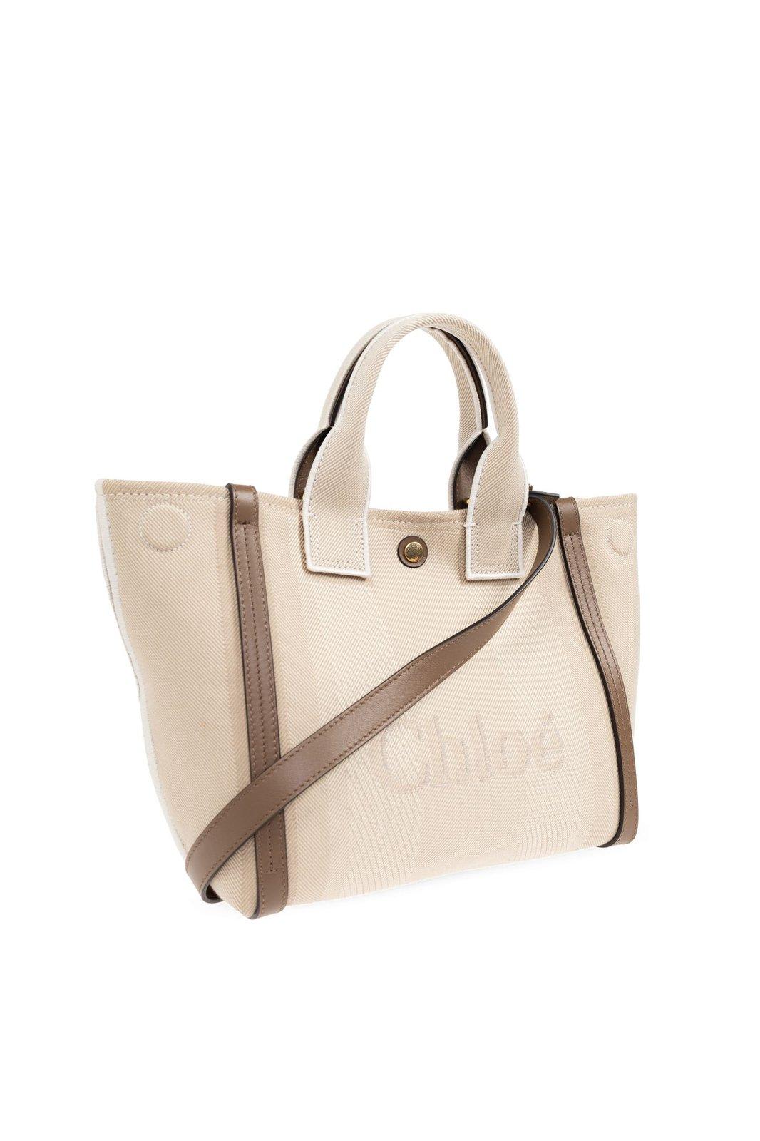 Chloé Carry Logo Shoulder Bag In Beige