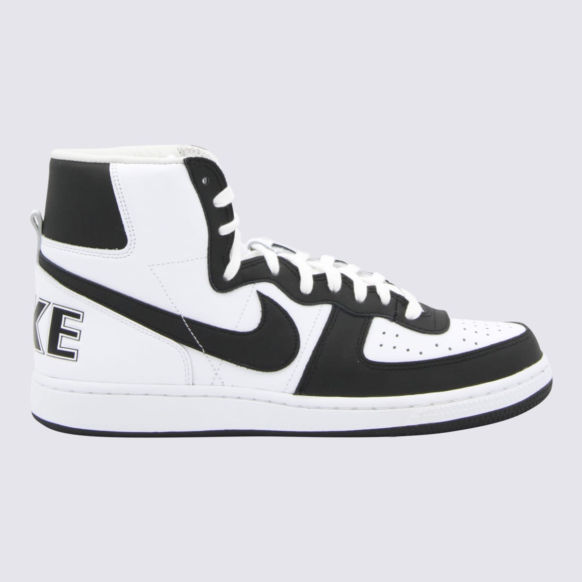 Shop Comme Des Garçons Black And White Leather Sneakers