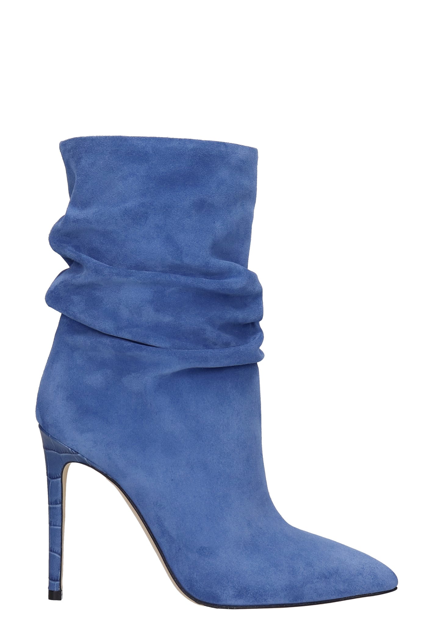 Paris Texas High Heels Ankle Boots In Blue Suede
