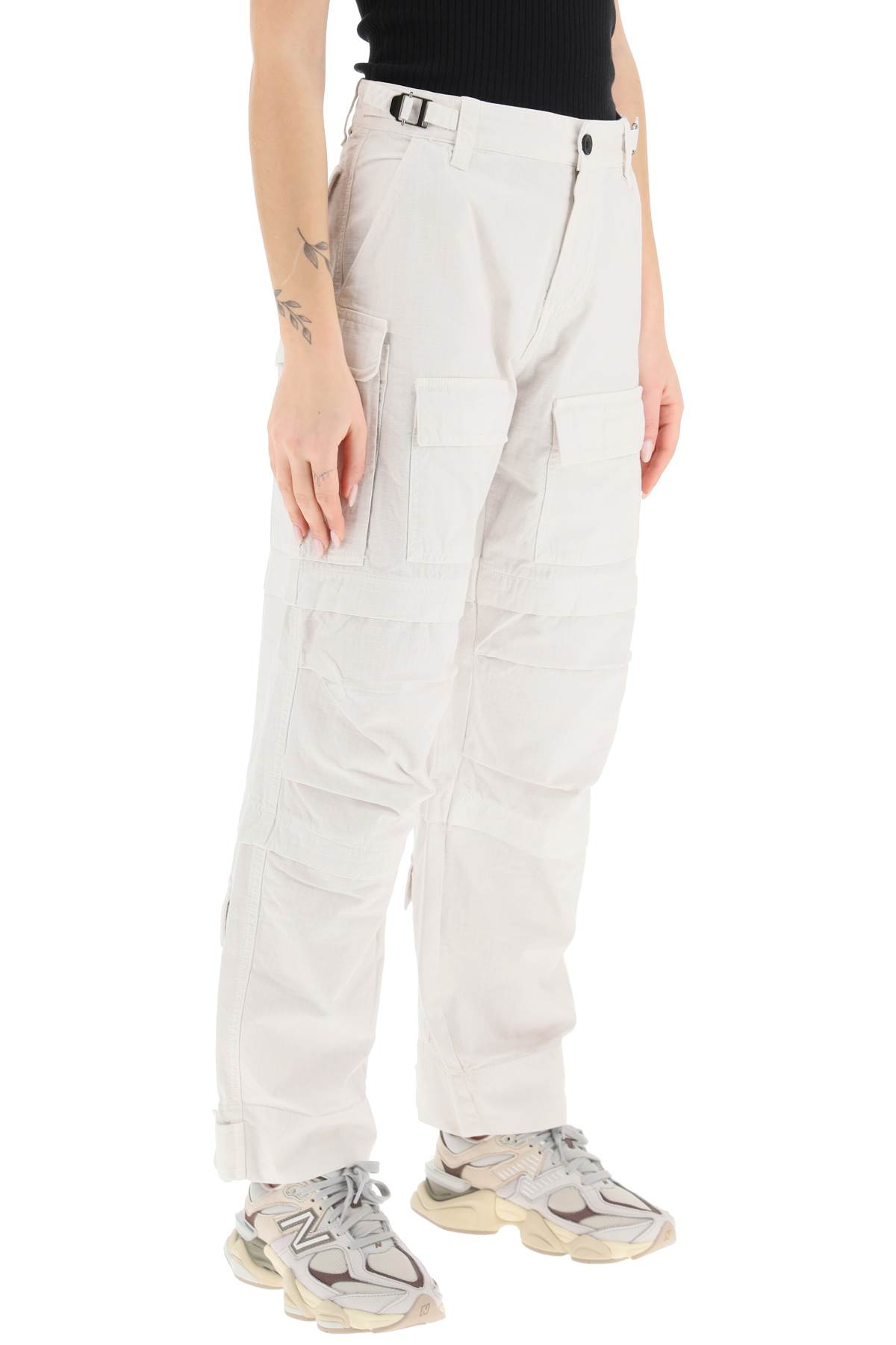 Shop Darkpark Julia Ripstop Cotton Cargo Pants In Off White (white)