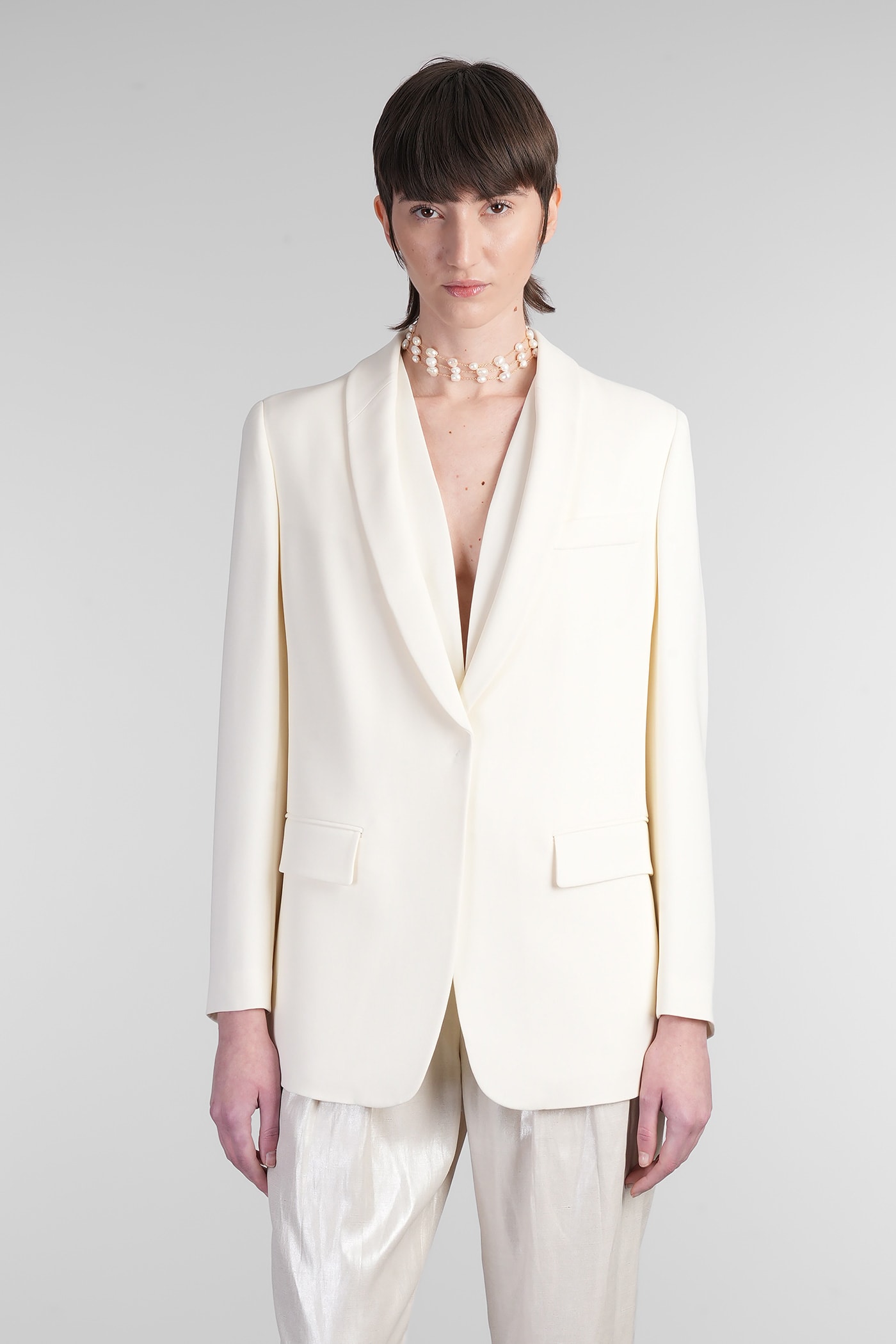 Shop Giorgio Armani Blazer In Beige Silk