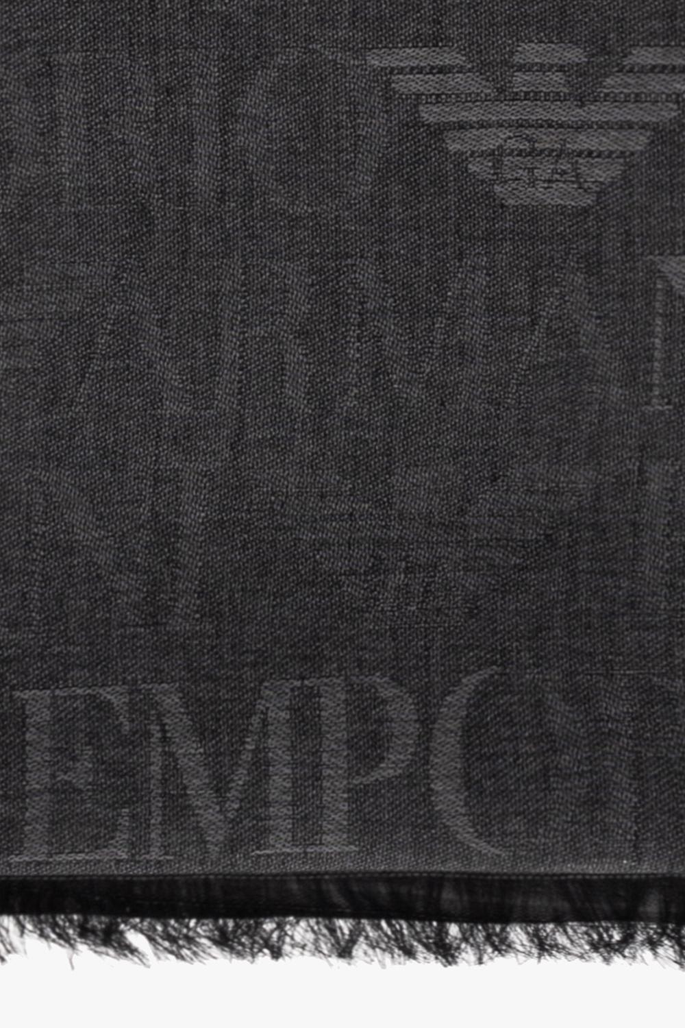 Shop Emporio Armani Scarf With Monogram In Grey