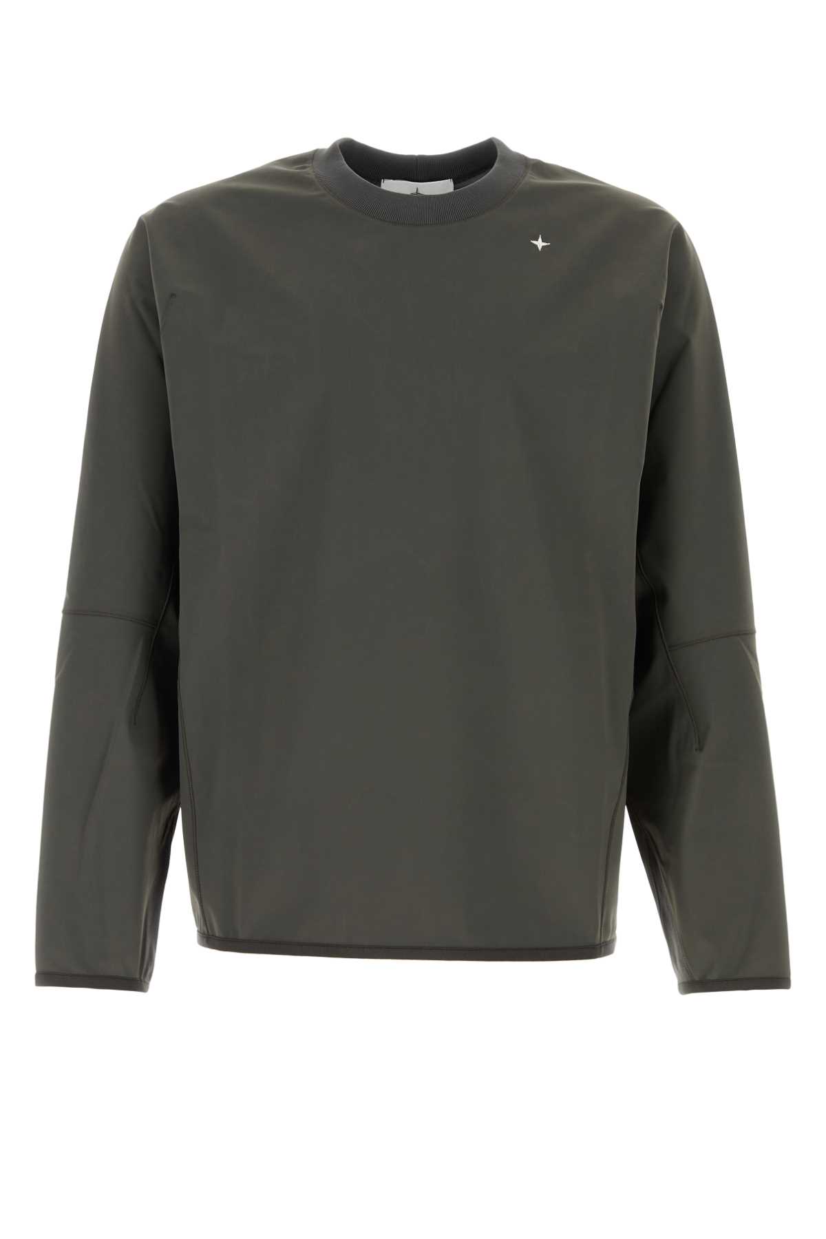 Stone Island Dark Grey Stretch Nylon Sweatshirt In Gray