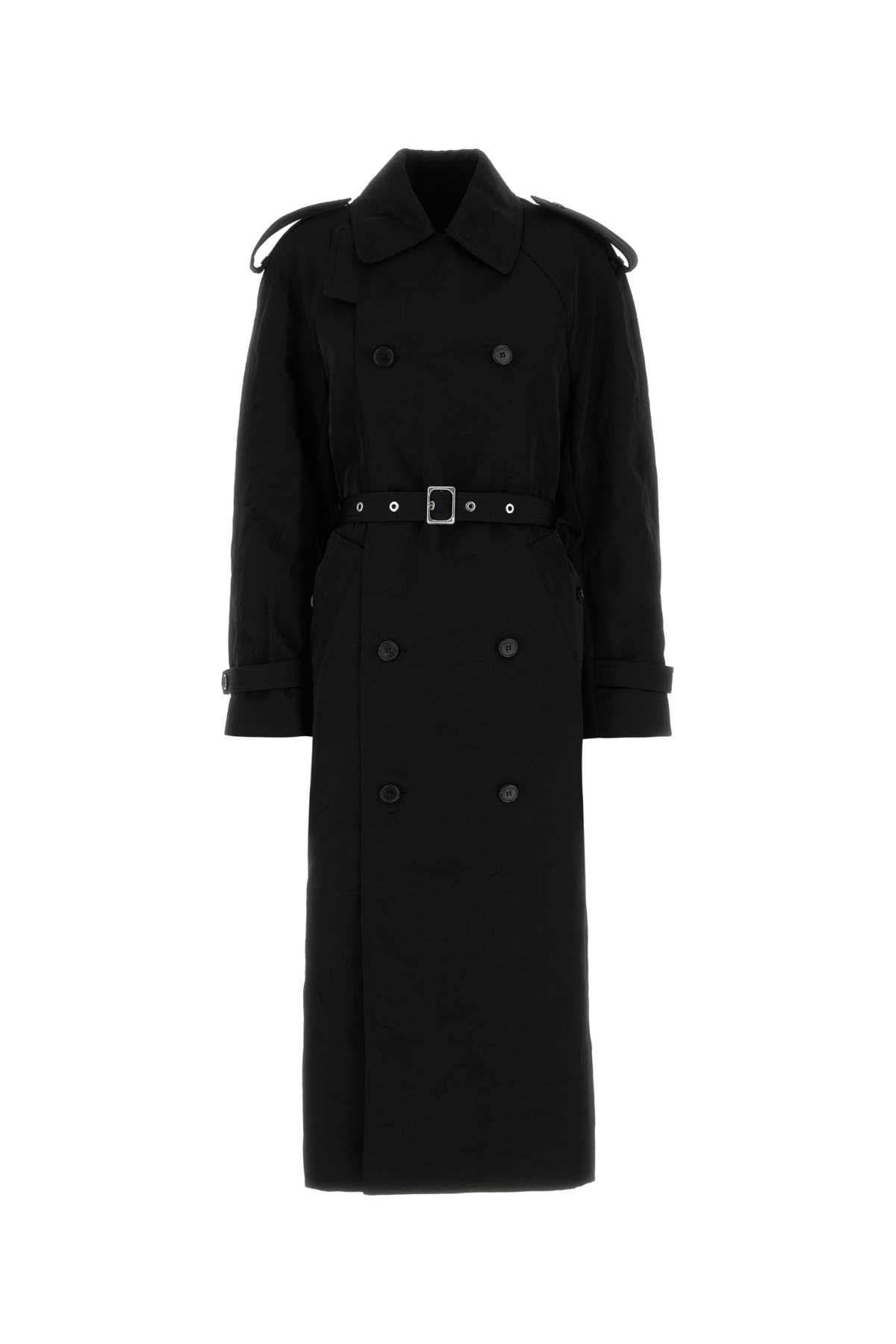 Jw Anderson Black Nylon Trench Coat In Black