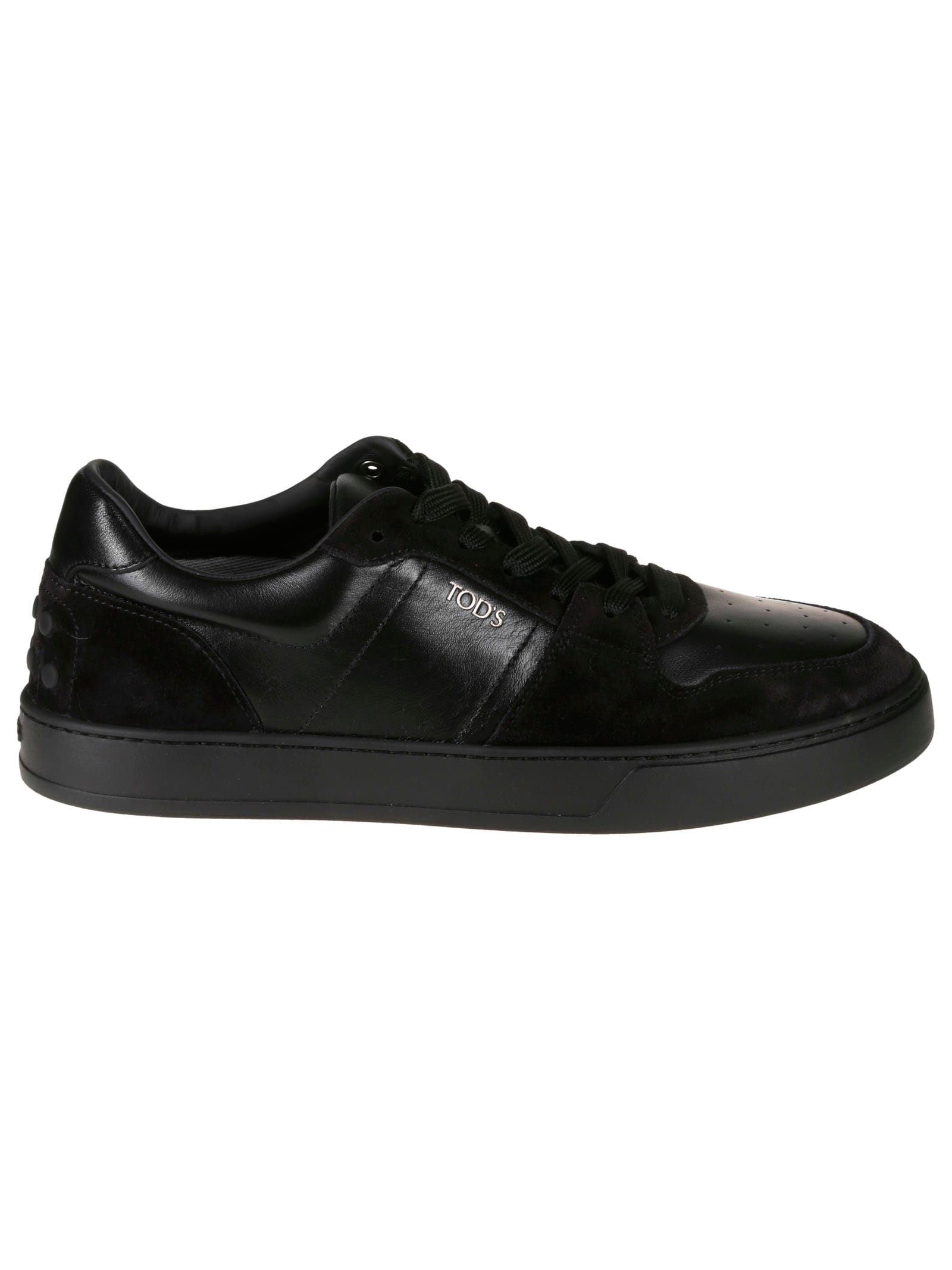 Shop Tod's Logo Embossed Sneakers In Black