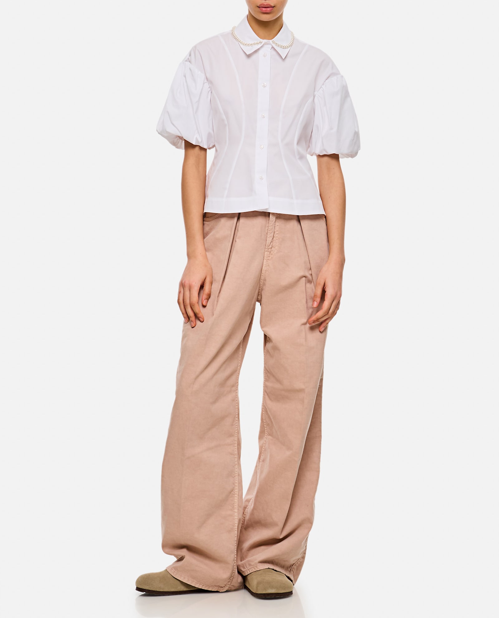 Haikure Wide High-waisted Jeans With Relaxed Fit And Pleat Details In Brown