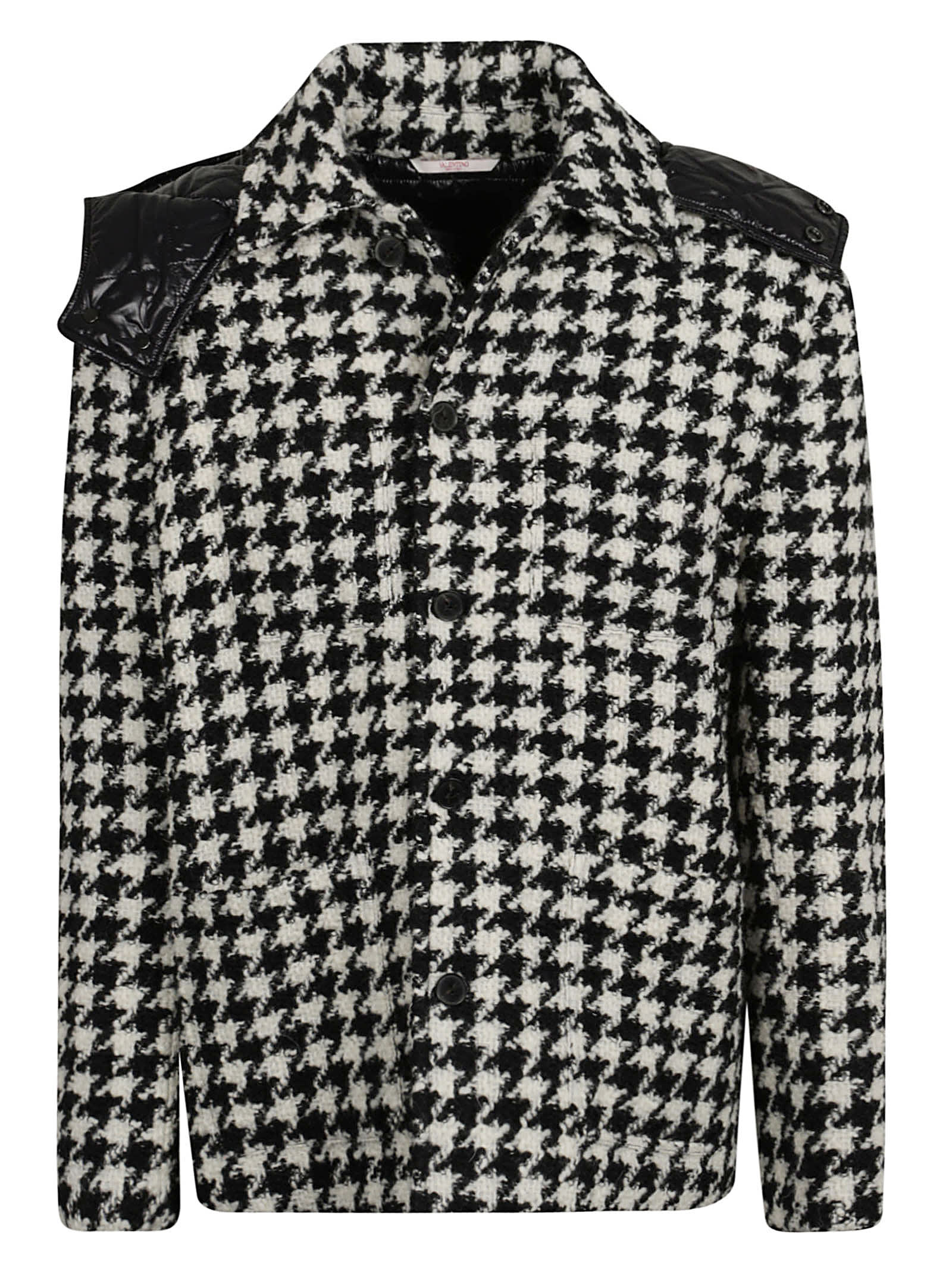 Valentino Houndstooth Tweed Hooded Jacket