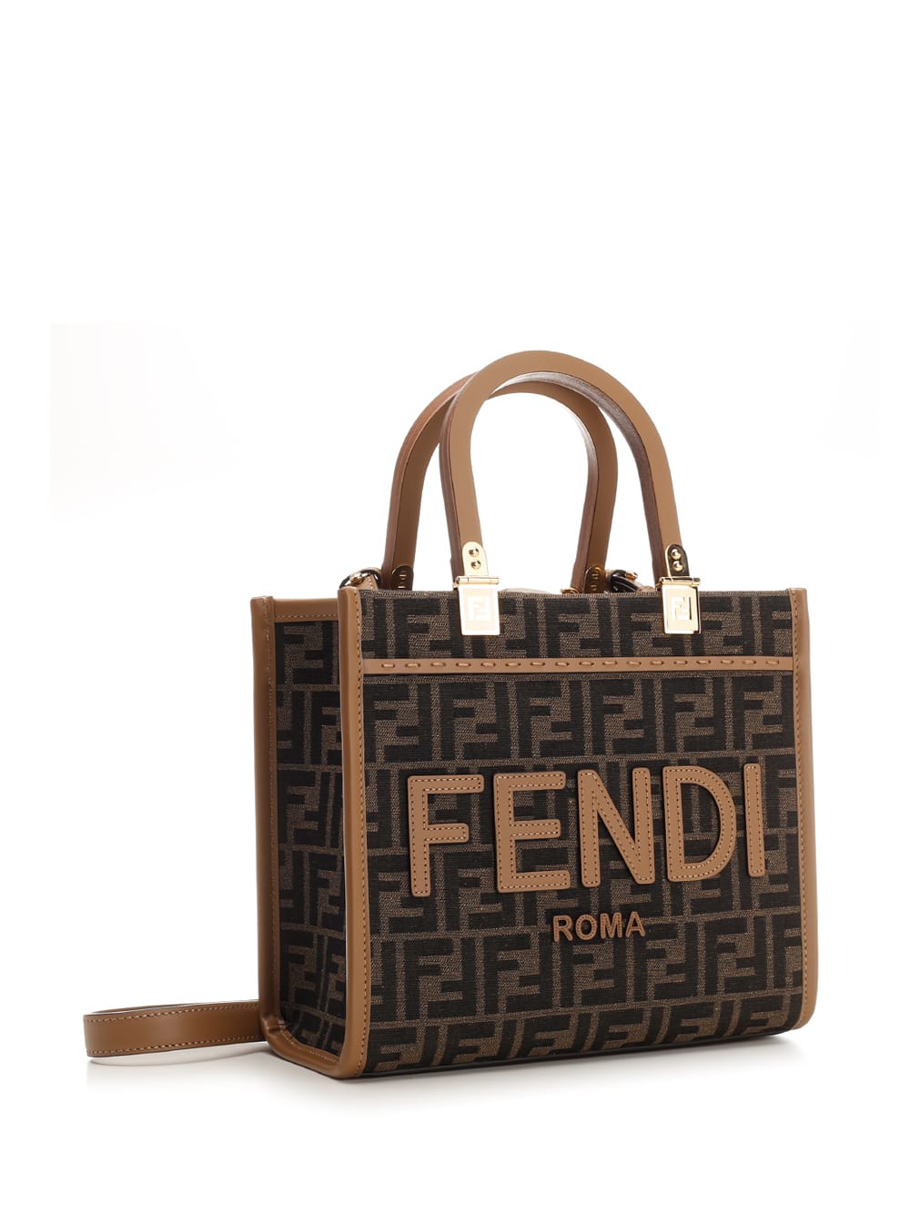 Shop Fendi Sunshine Handbag In Marrone