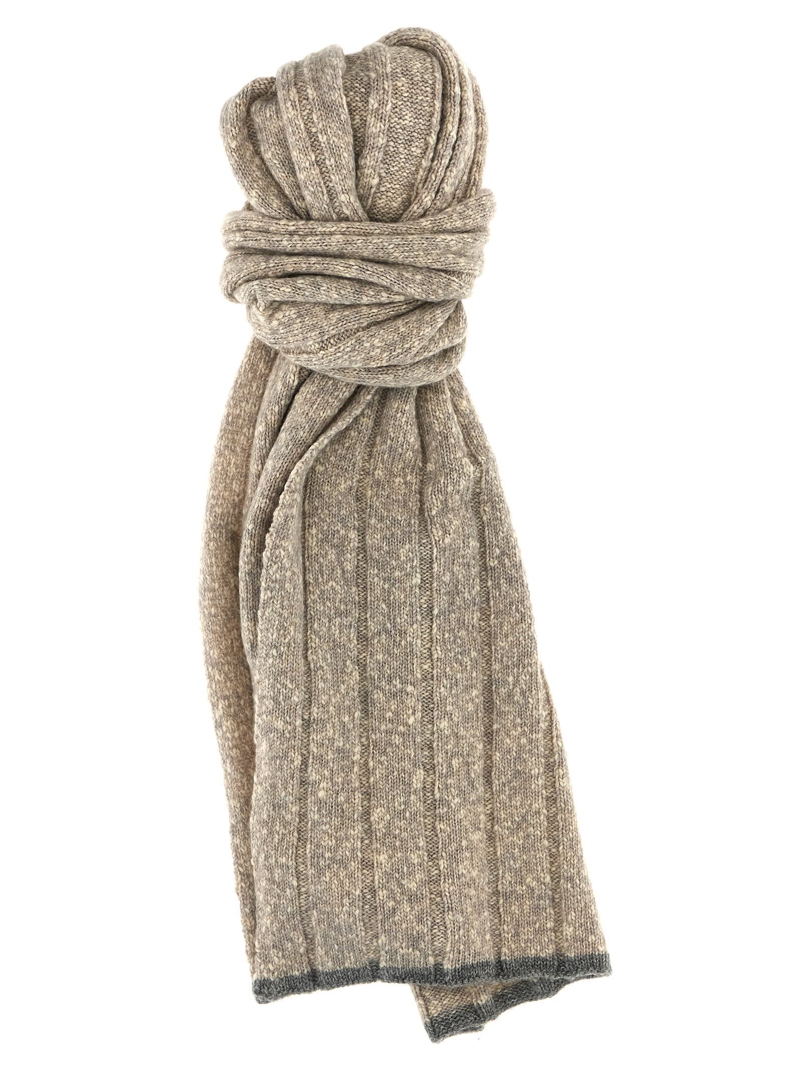 Shop Brunello Cucinelli Ribbed Scarf In Gray