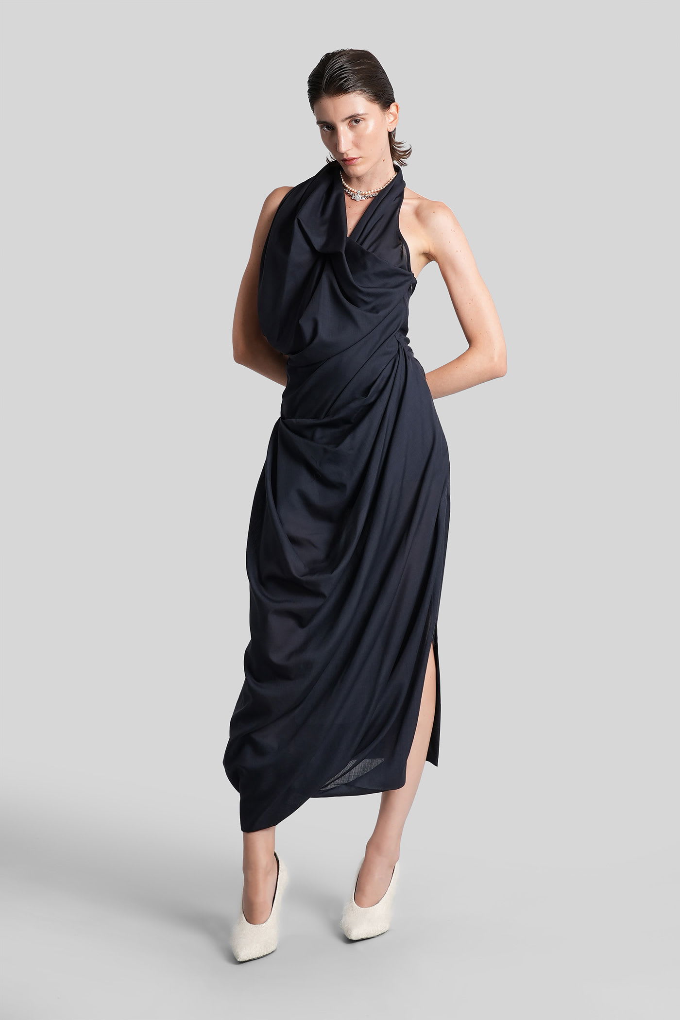Vivienne Westwood Halter Galatea In Blue Wool In Blue