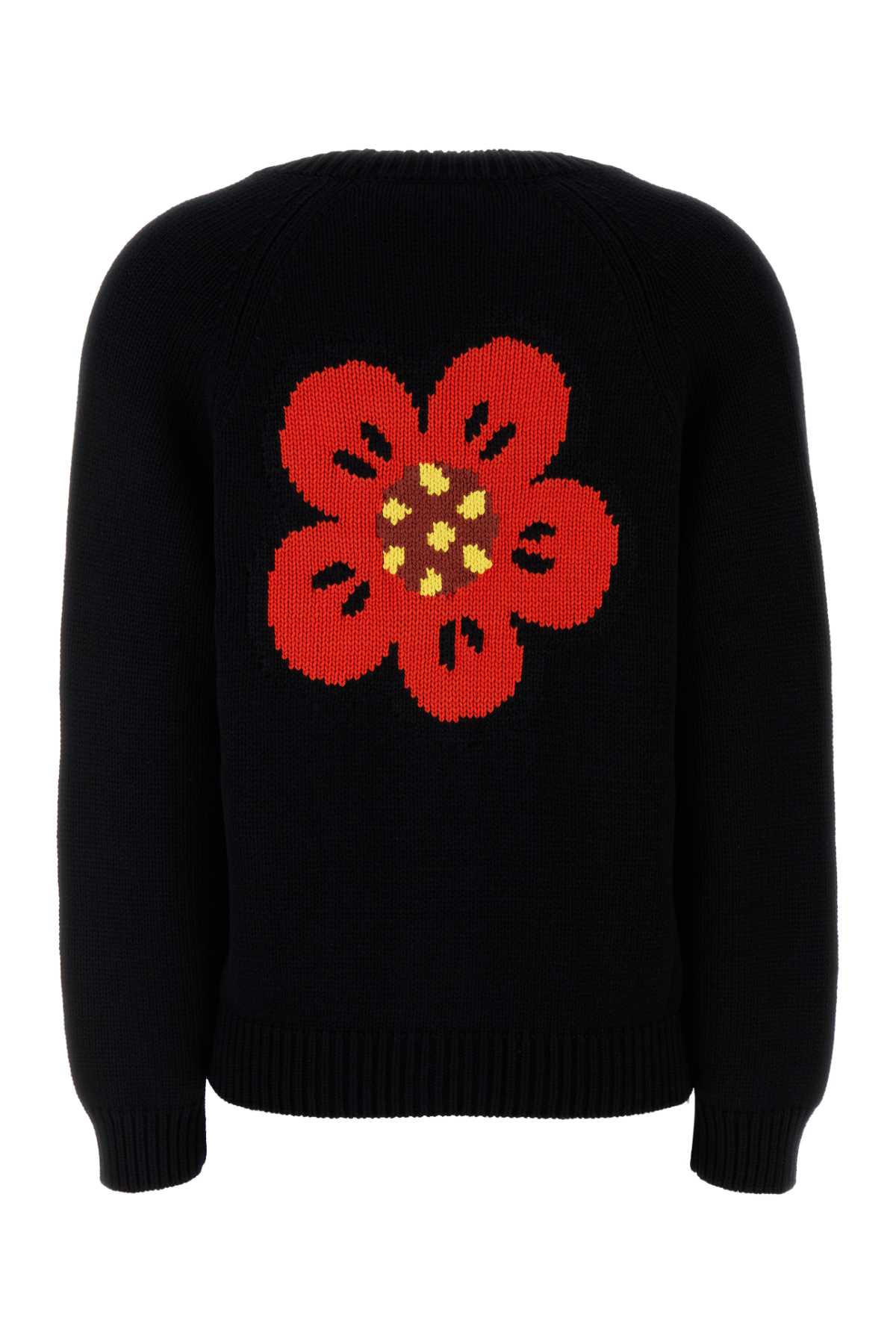Kenzo Boke Flower Logo-embroidered Button Cardigan In Black