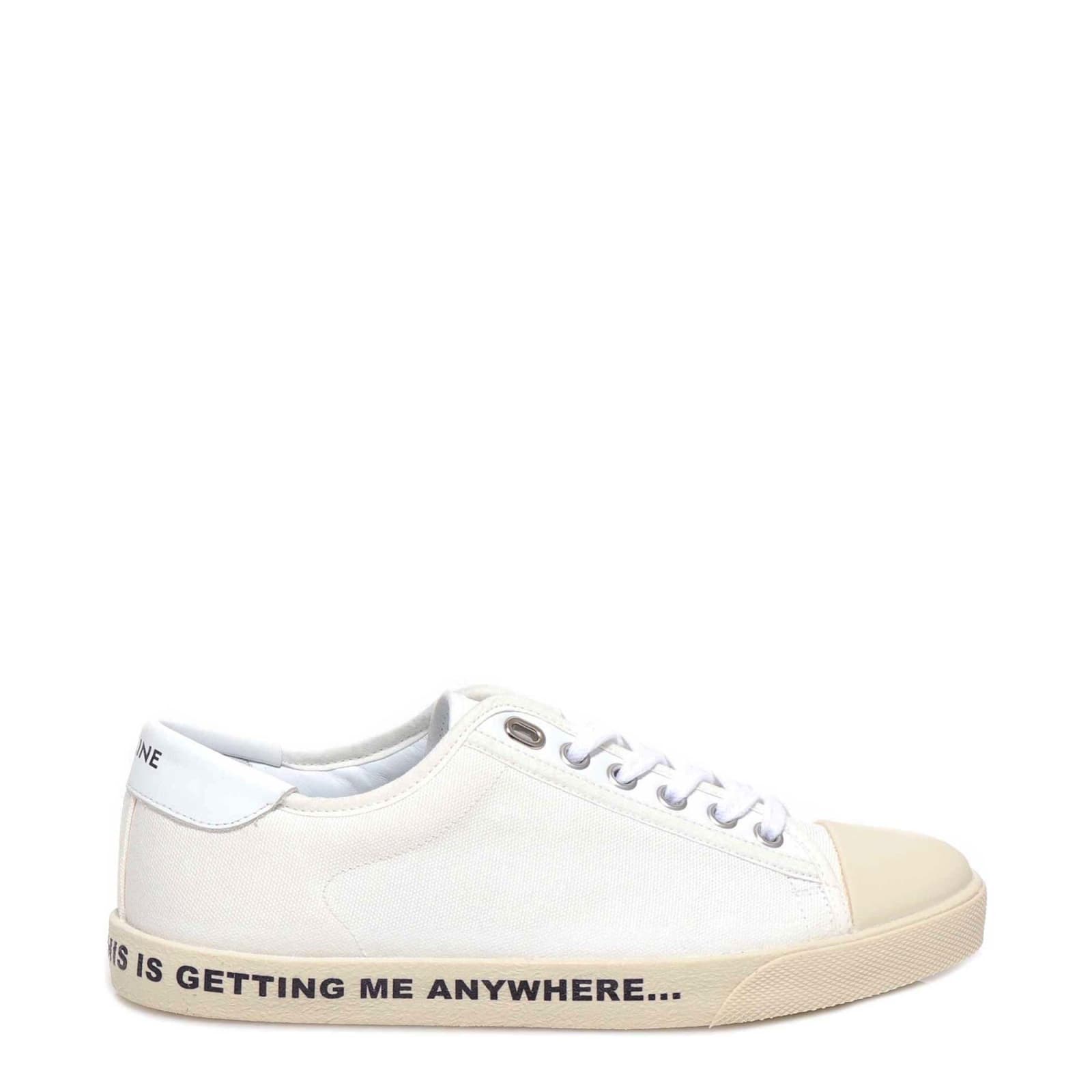 Celine Blank Canvas Sneakers In White | ModeSens