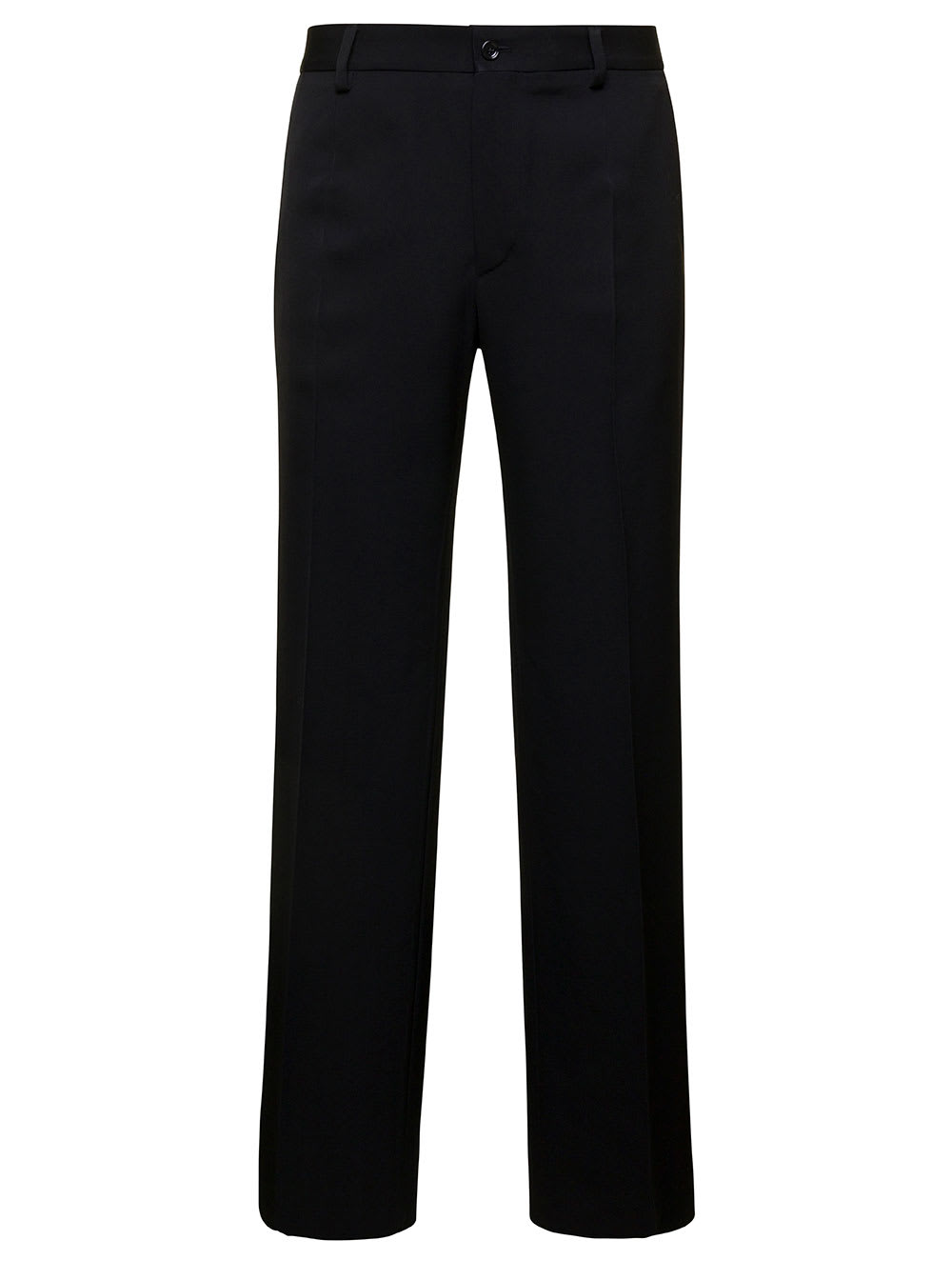 Shop Dolce & Gabbana Black Straight Pants With Welt Pockets In Wool Woman