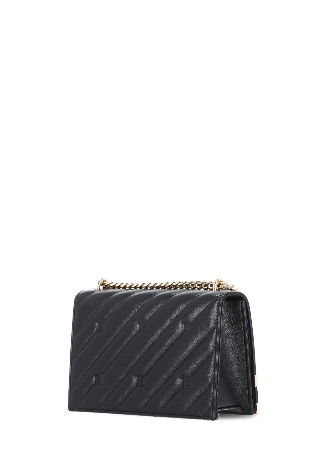 Shop Elisabetta Franchi Matelasse Bag With Logo In Black