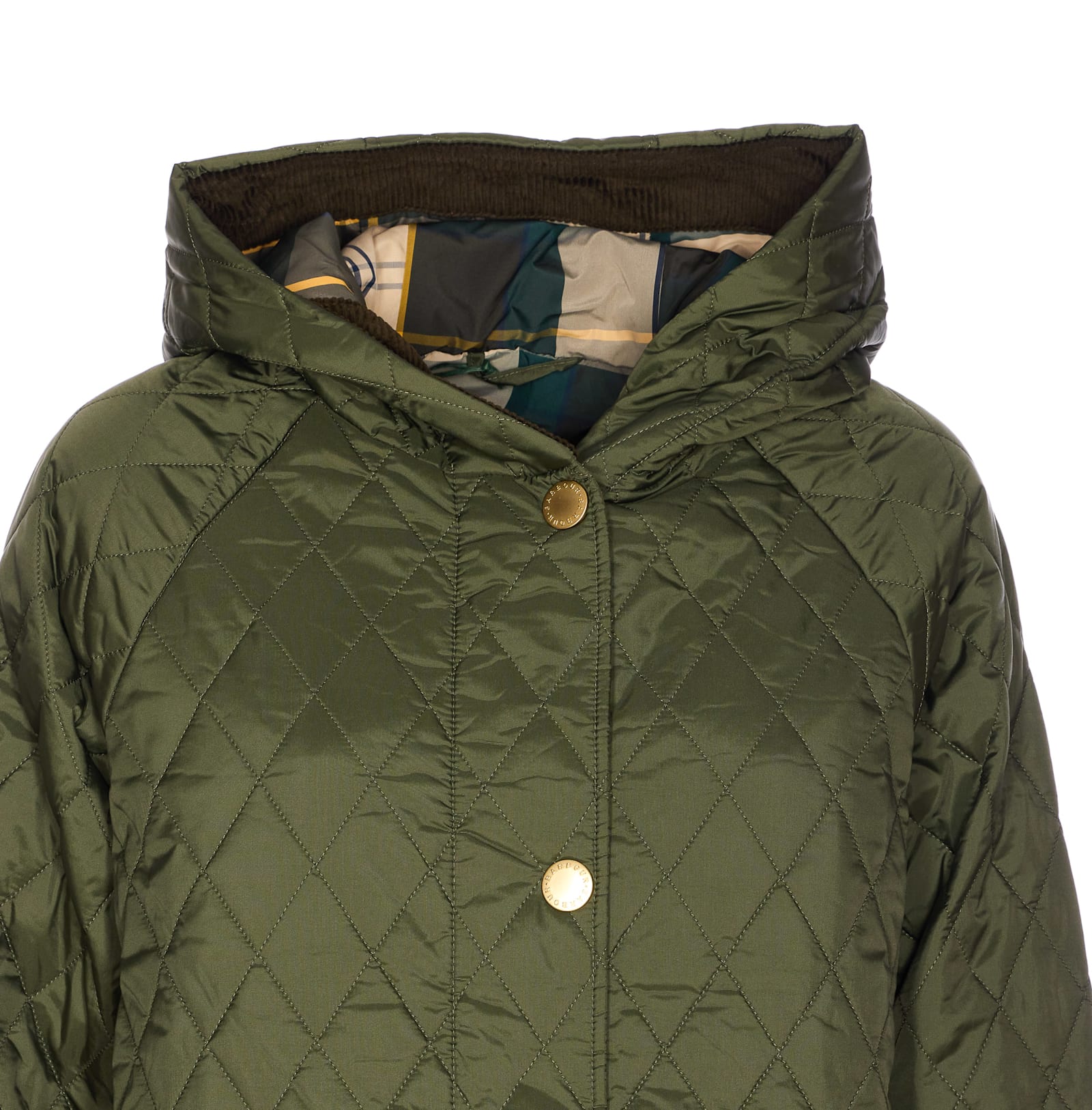Barbour Hilary Quilted Jacket Hood In Green