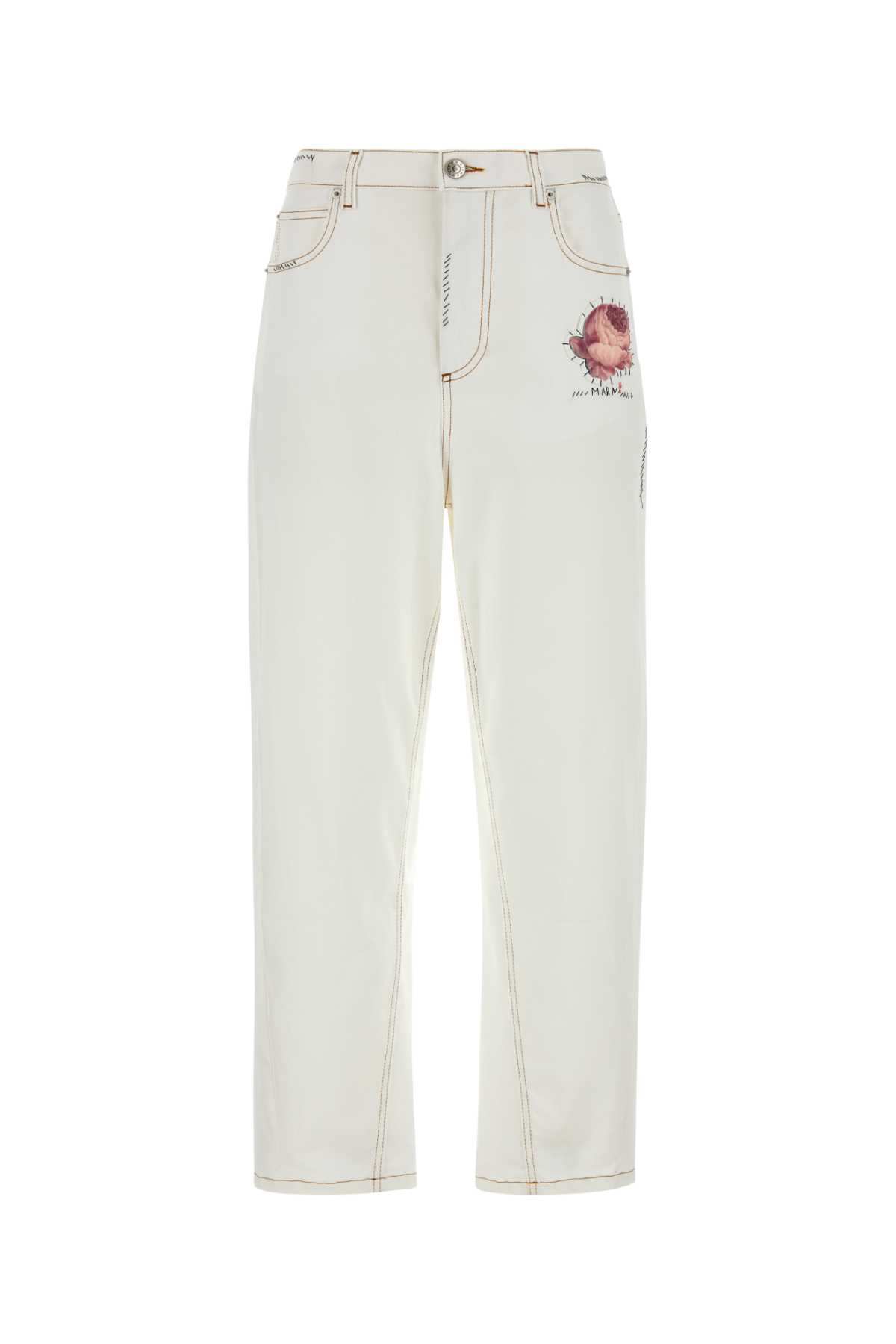 Shop Marni White Stretch Denim Jeans In 00w01