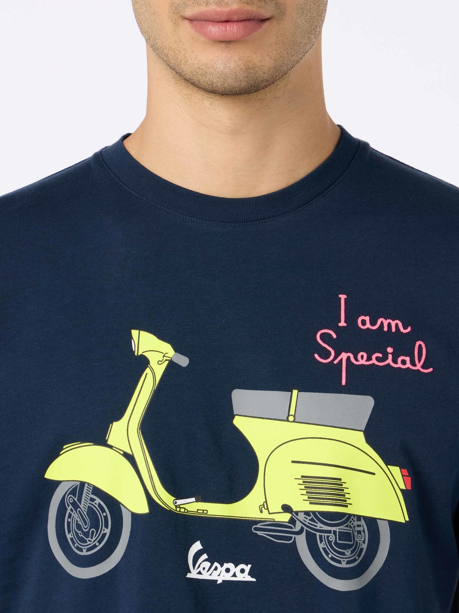 MC2 SAINT BARTH MAN COTTON T-SHIRT WITH VESPA PRINT AND EMBROIDERY VESPA SPECIAL EDITION