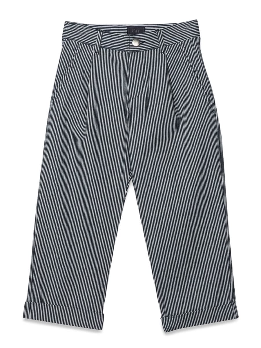 Fay Striped Straight-leg Chinos In Blue