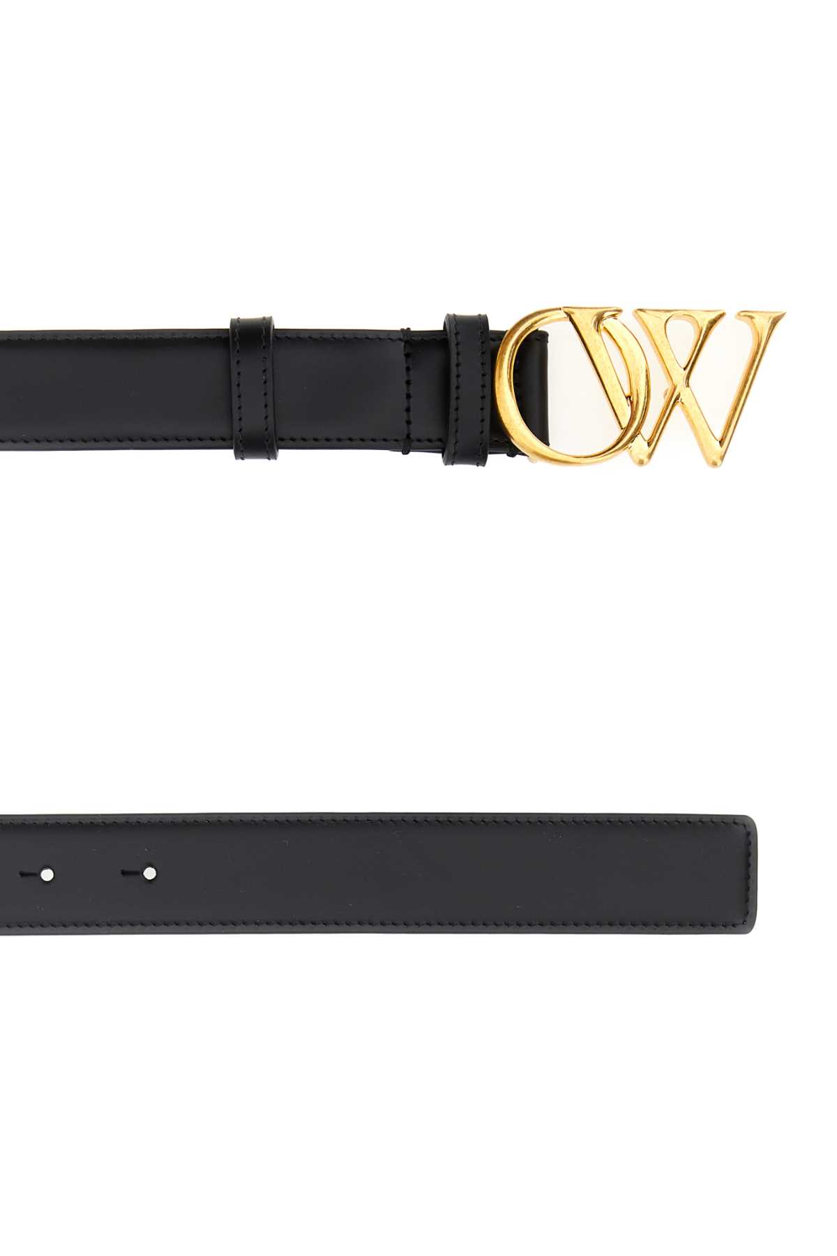 Shop Off-white Black Leather Belt In Blackgold